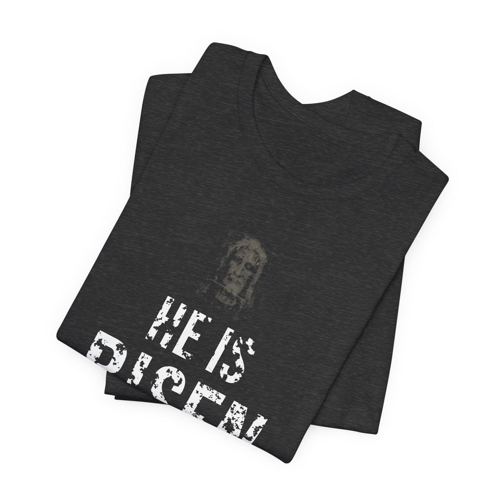 He Is Risen Tee — White — christian resurrection graphic tee by Get To The Finish Line (view 12)