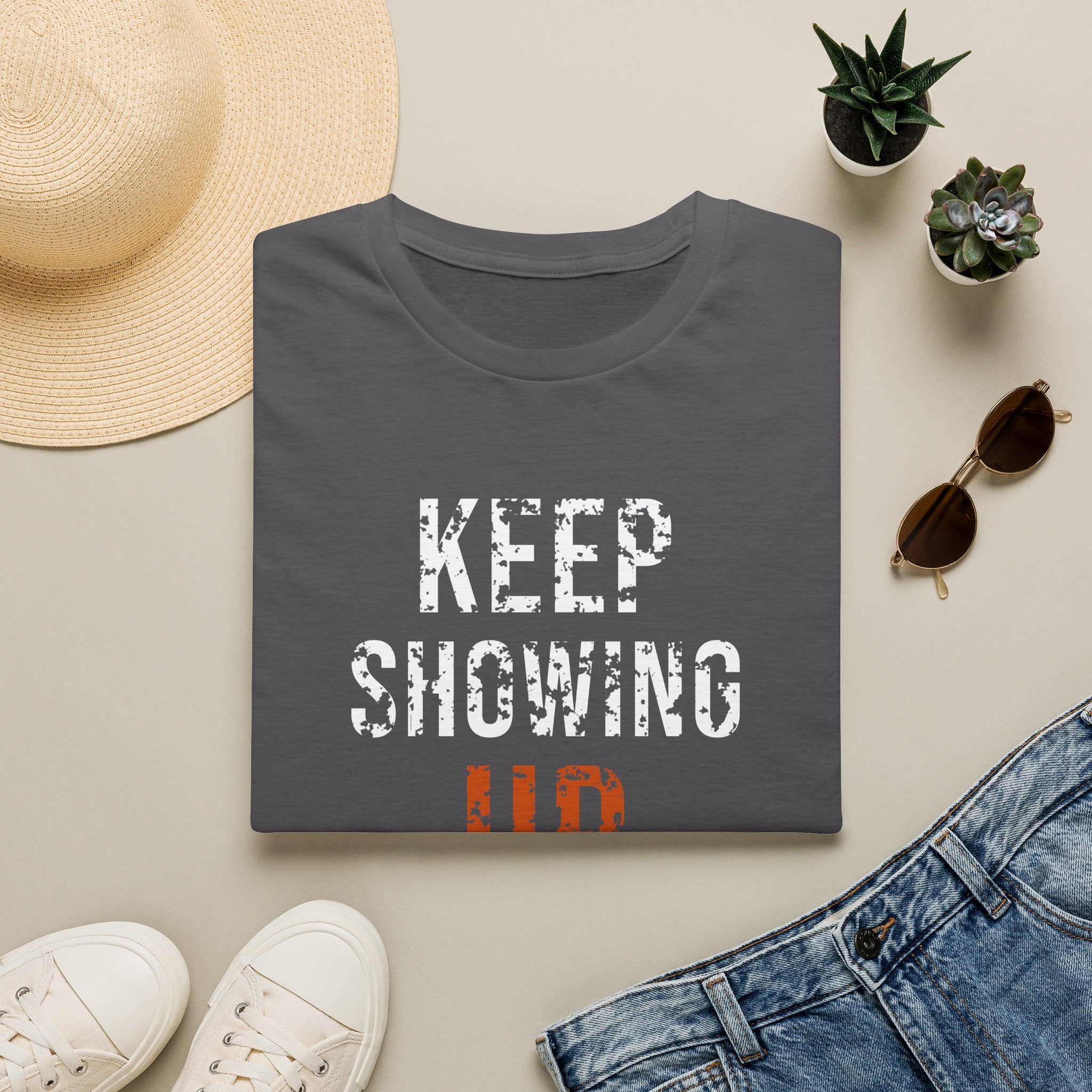 Keep Showing Up Tee — motivational graphic tee by Get To The Finish Line (view 6)