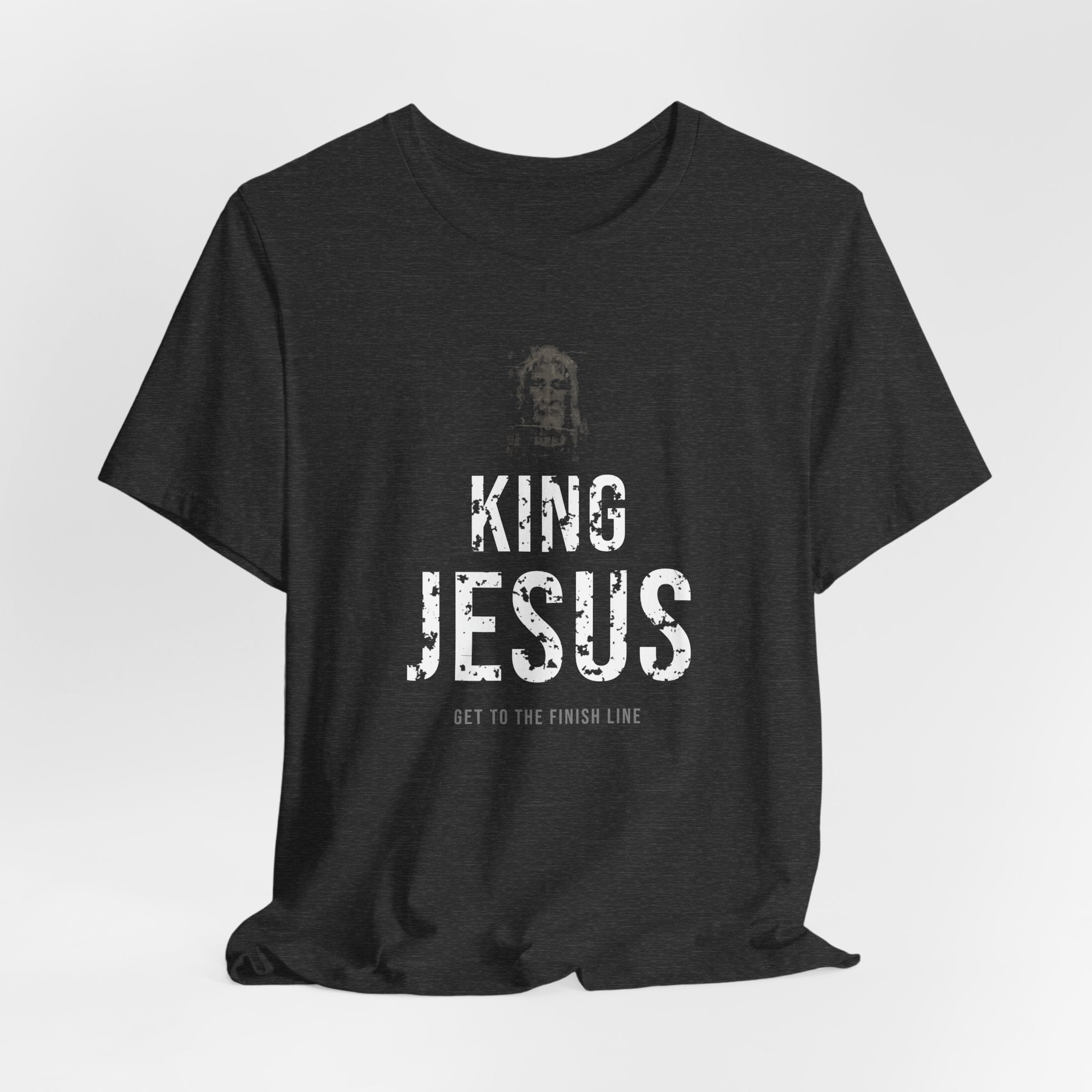 King Jesus Tee — White — christian graphic tee by Get To The Finish Line (view 13)