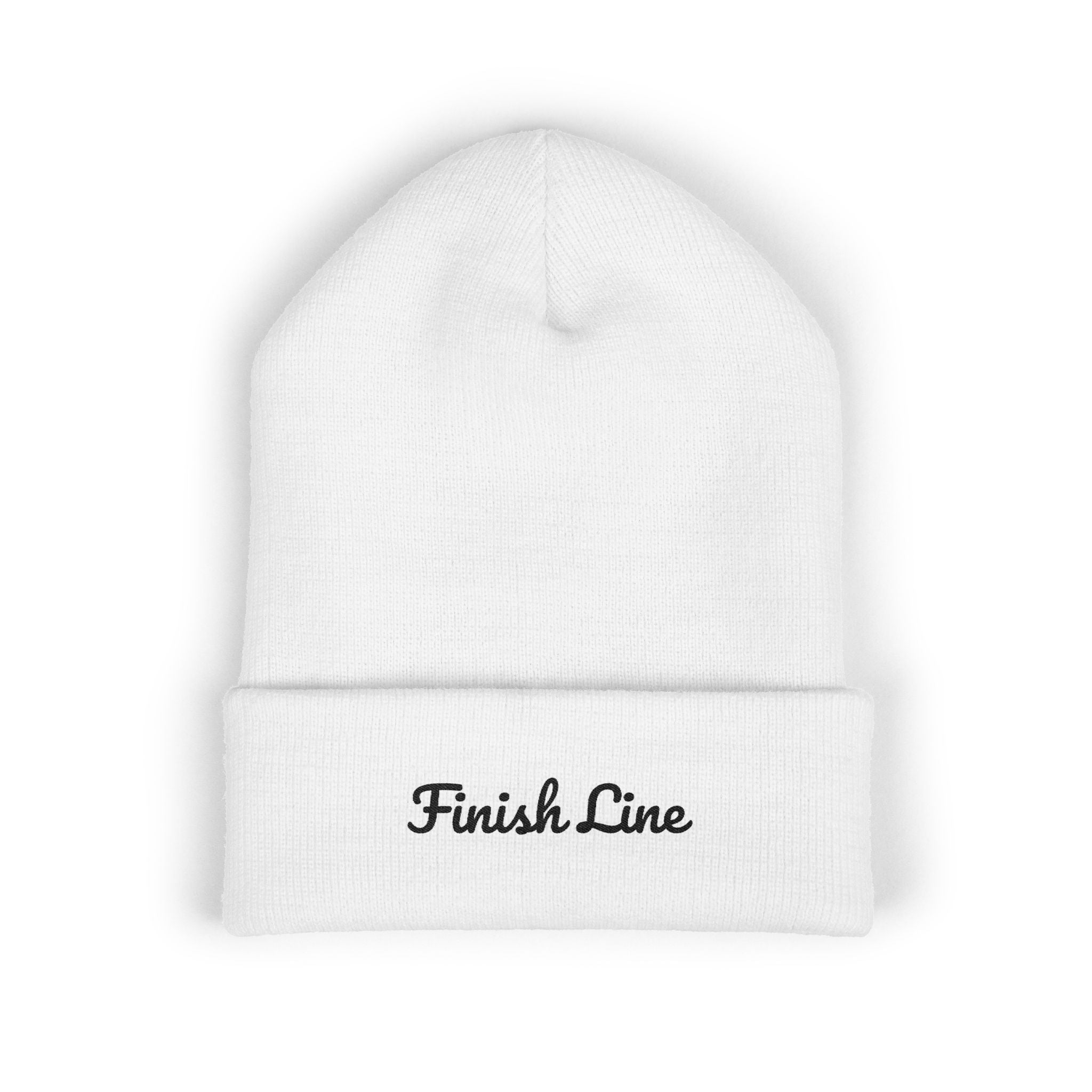 Get To The Finish Line Script Beanie — Light — motivational perseverance embroidered beanie by Get To The Finish Line