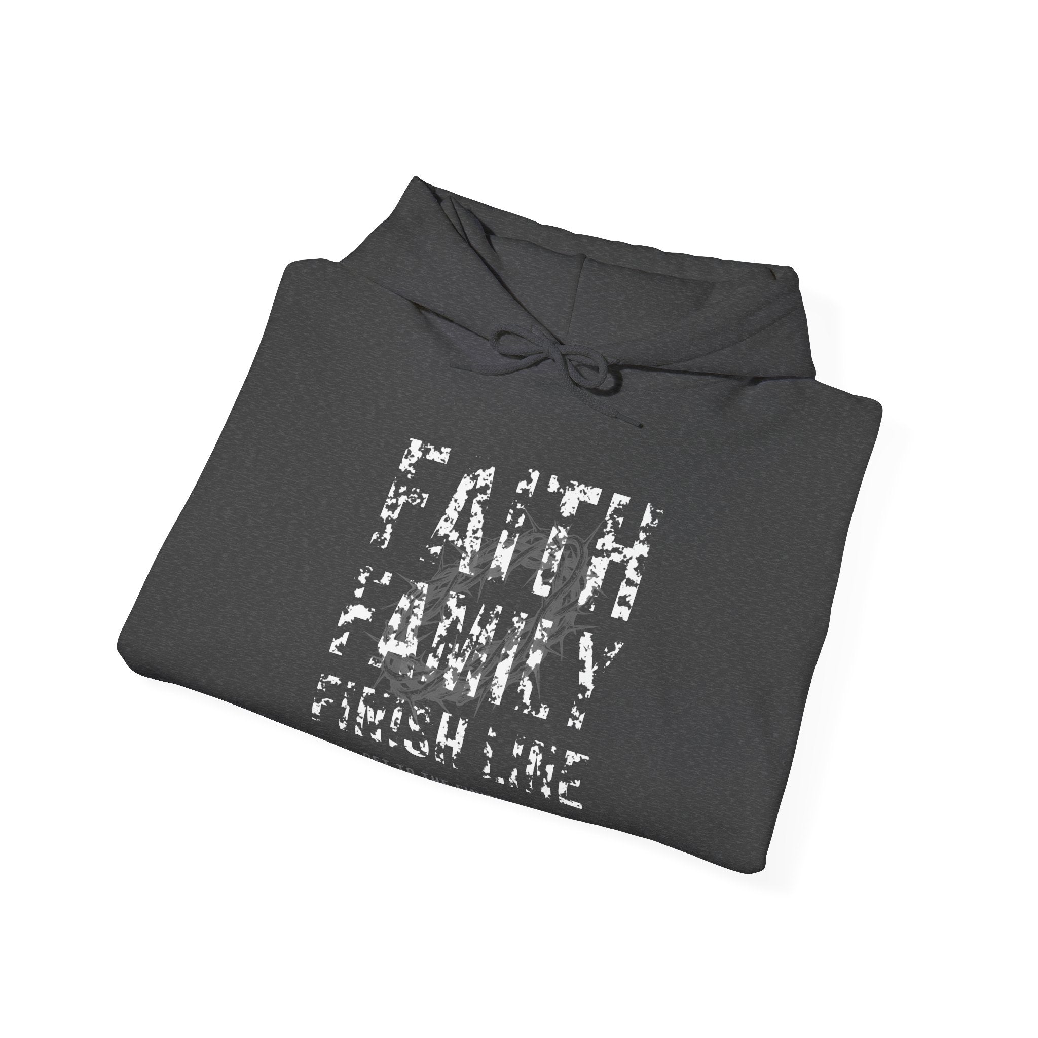 Faith Family Finish Line Hoodie — White — christian family values graphic hoodie by Get To The Finish Line (view 13)