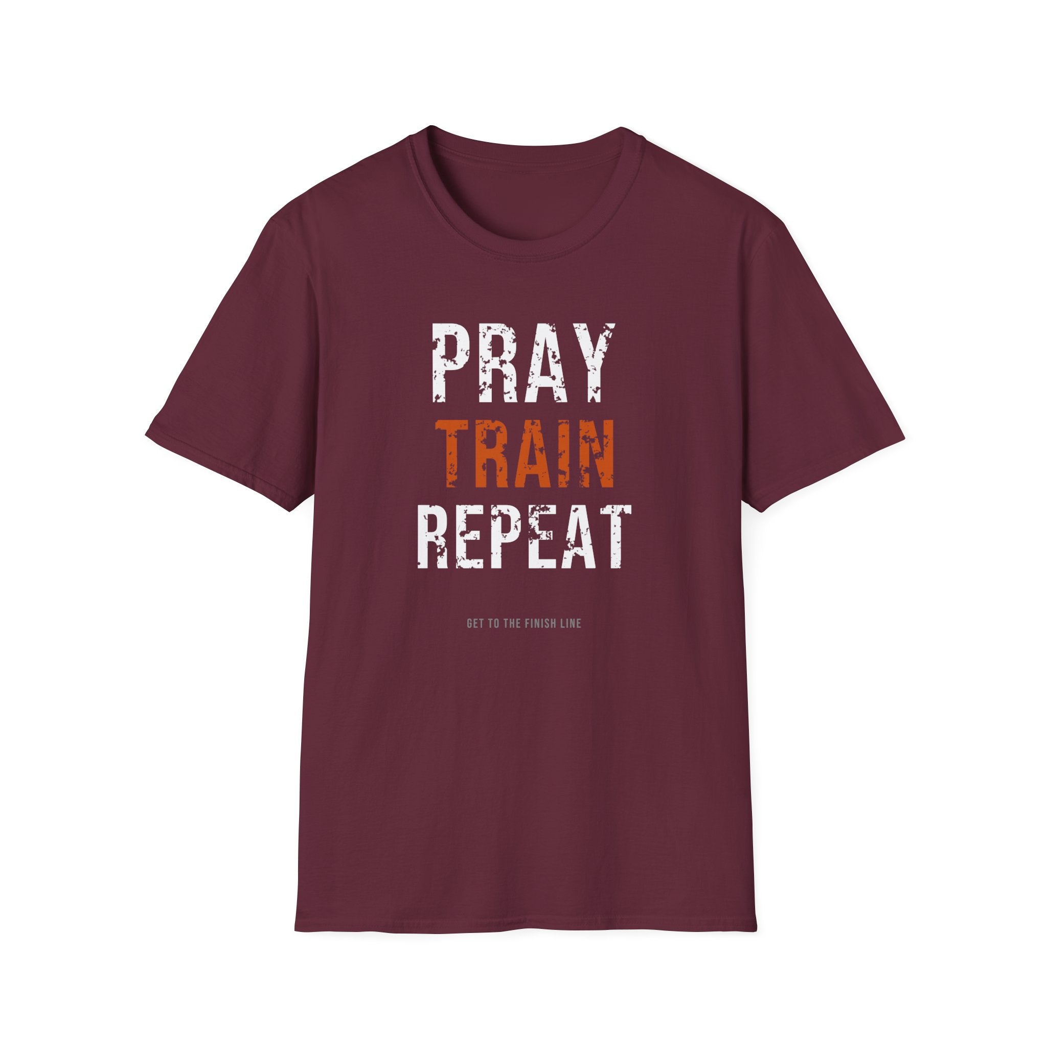Pray Train Repeat Tee — christian fitness graphic tee by Get To The Finish Line (view 12)