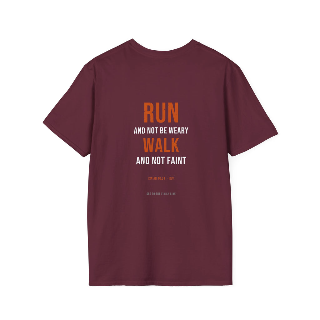 Run And Not Be Weary Tee — Isaiah 40:31 KJV — KJV Bible verse graphic tee by Get To The Finish Line (view 13)