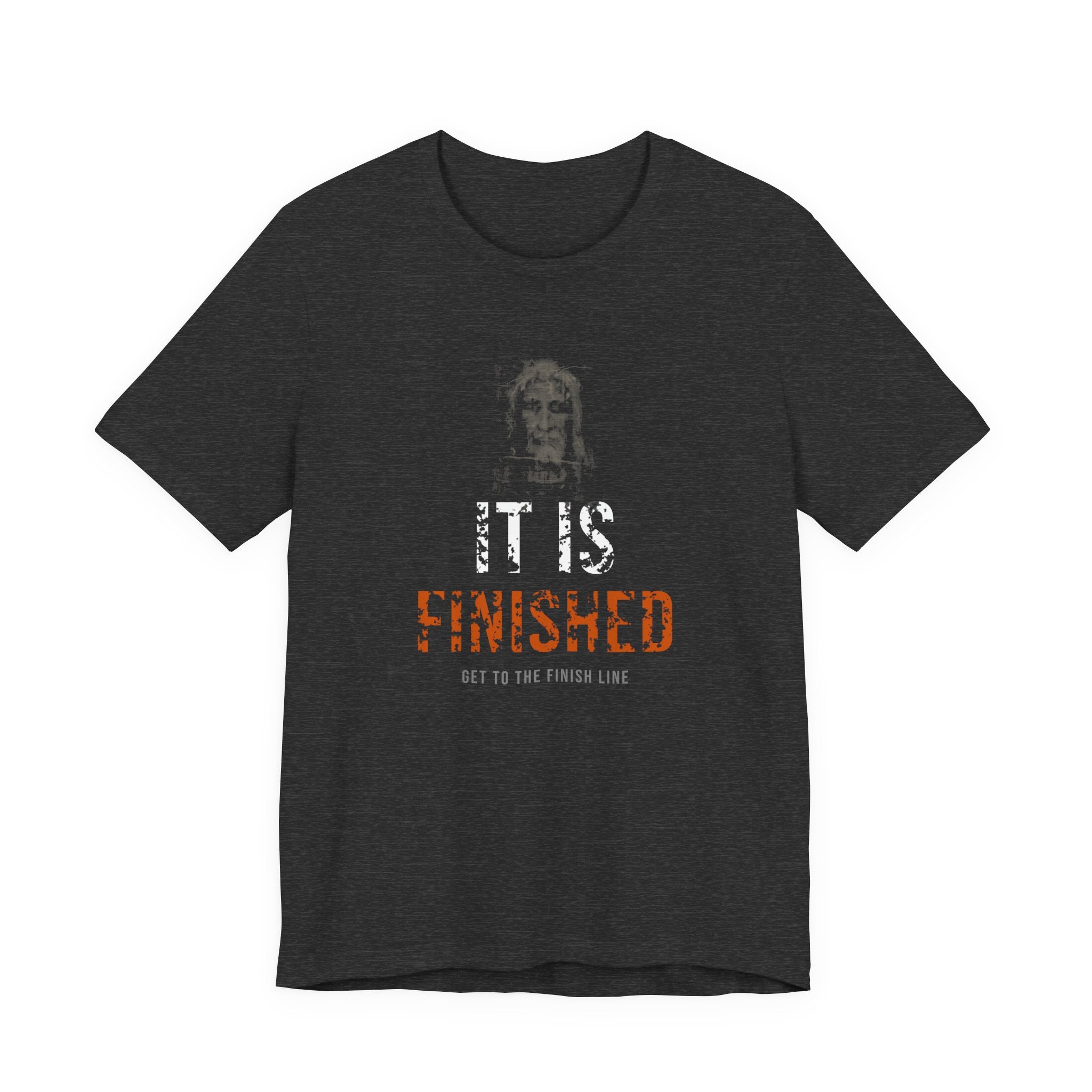 It Is Finished Tee — White/Orange — christian graphic tee by Get To The Finish Line (view 3)