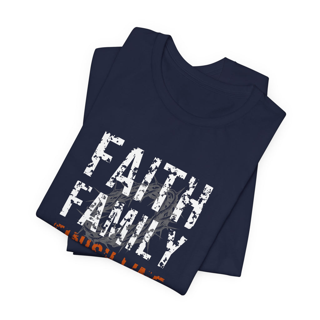 Faith Family Finish Line Tee — White/Orange — christian family values graphic tee by Get To The Finish Line (view 15)