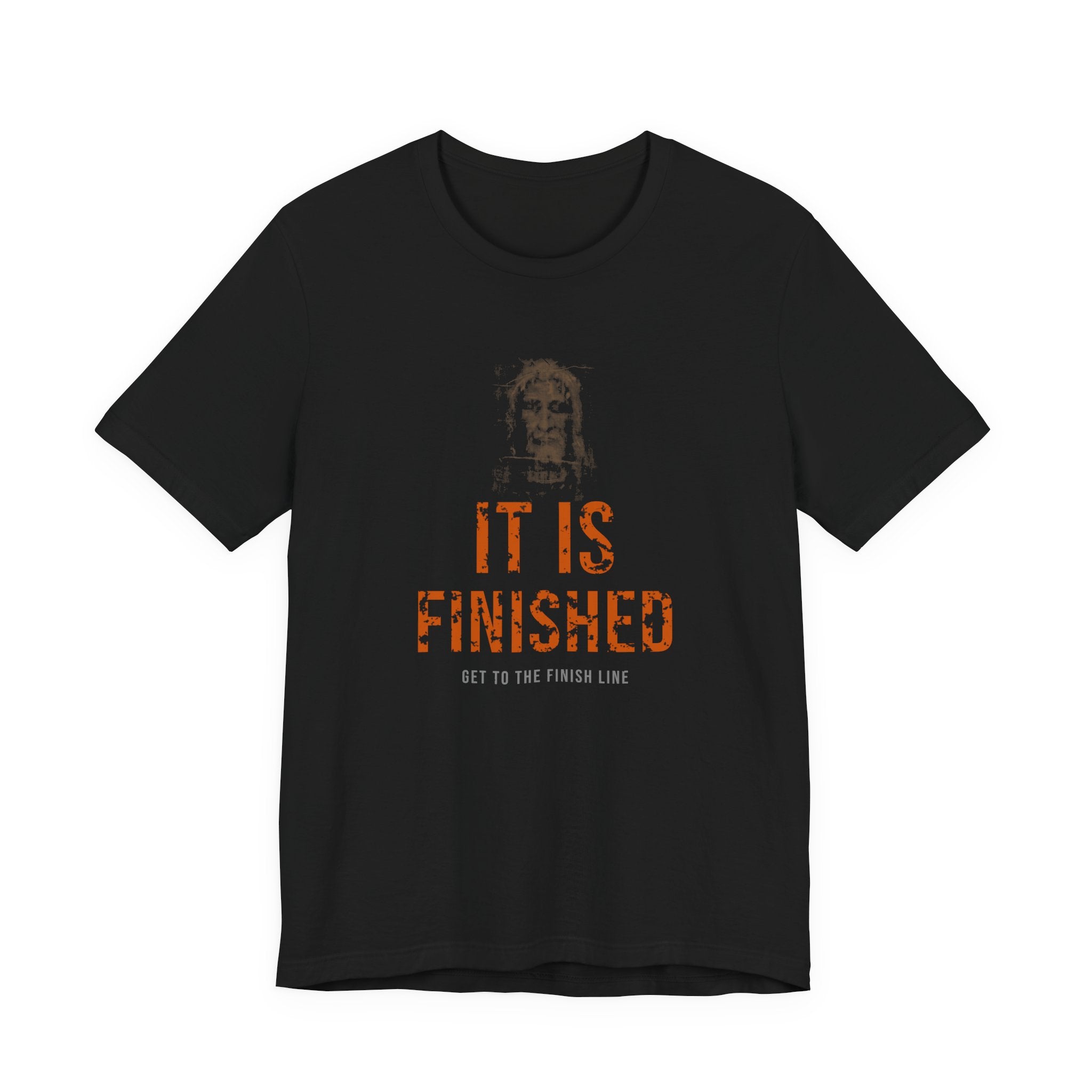 It Is Finished Tee — Burnt Orange — christian graphic tee by Get To The Finish Line
