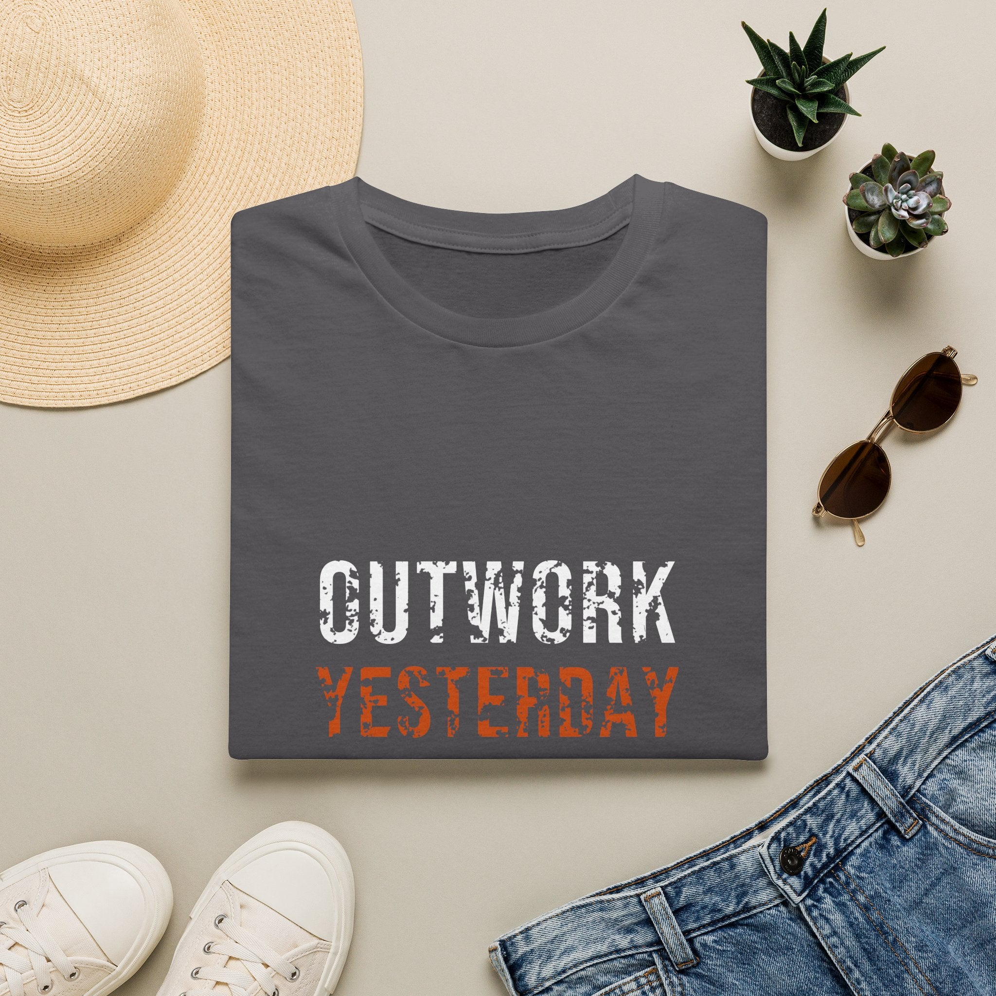 Outwork Yesterday Tee — motivational graphic tee by Get To The Finish Line (view 6)