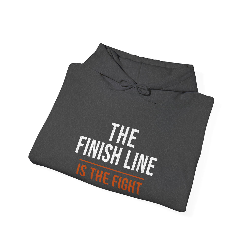 The Finish Line Is the Fight — Motivational Hoodie — motivational endurance graphic hoodie by Get To The Finish Line (view 8)