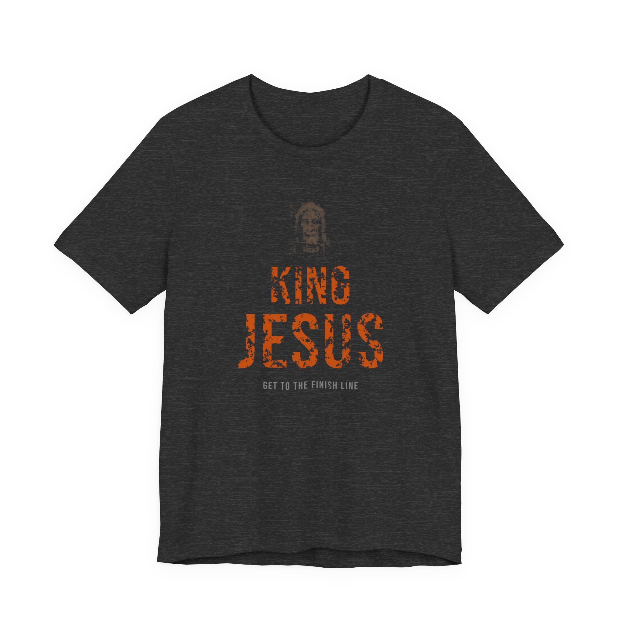 King Jesus Tee — Burnt Orange — christian graphic tee by Get To The Finish Line (view 3)