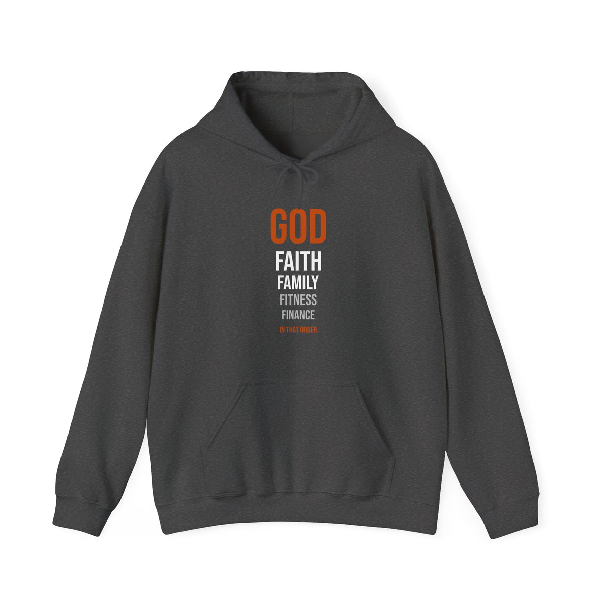 God First In That Order Hoodie — Four Pillars — motivational graphic hoodie by Get To The Finish Line (view 2)