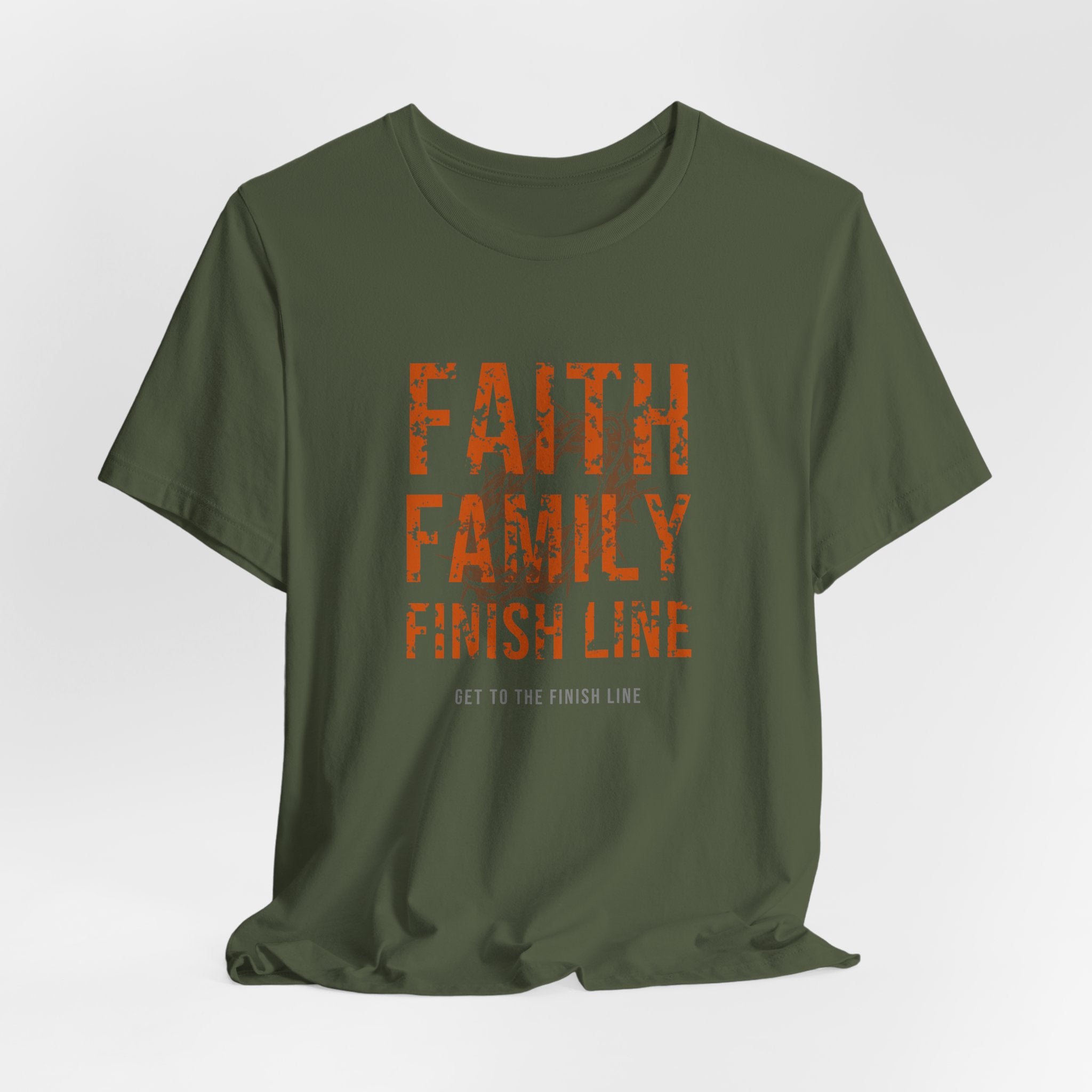 Faith Family Finish Line Tee — Burnt Orange — christian family values graphic tee by Get To The Finish Line (view 10)
