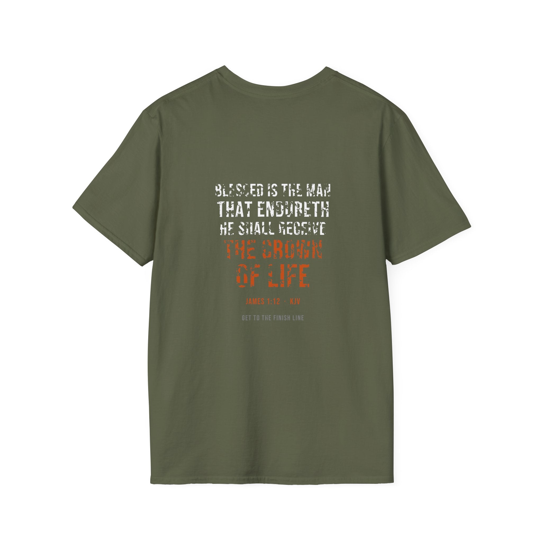 The Crown Of Life Tee — James 1:12 KJV — KJV Bible verse graphic tee by Get To The Finish Line (view 16)