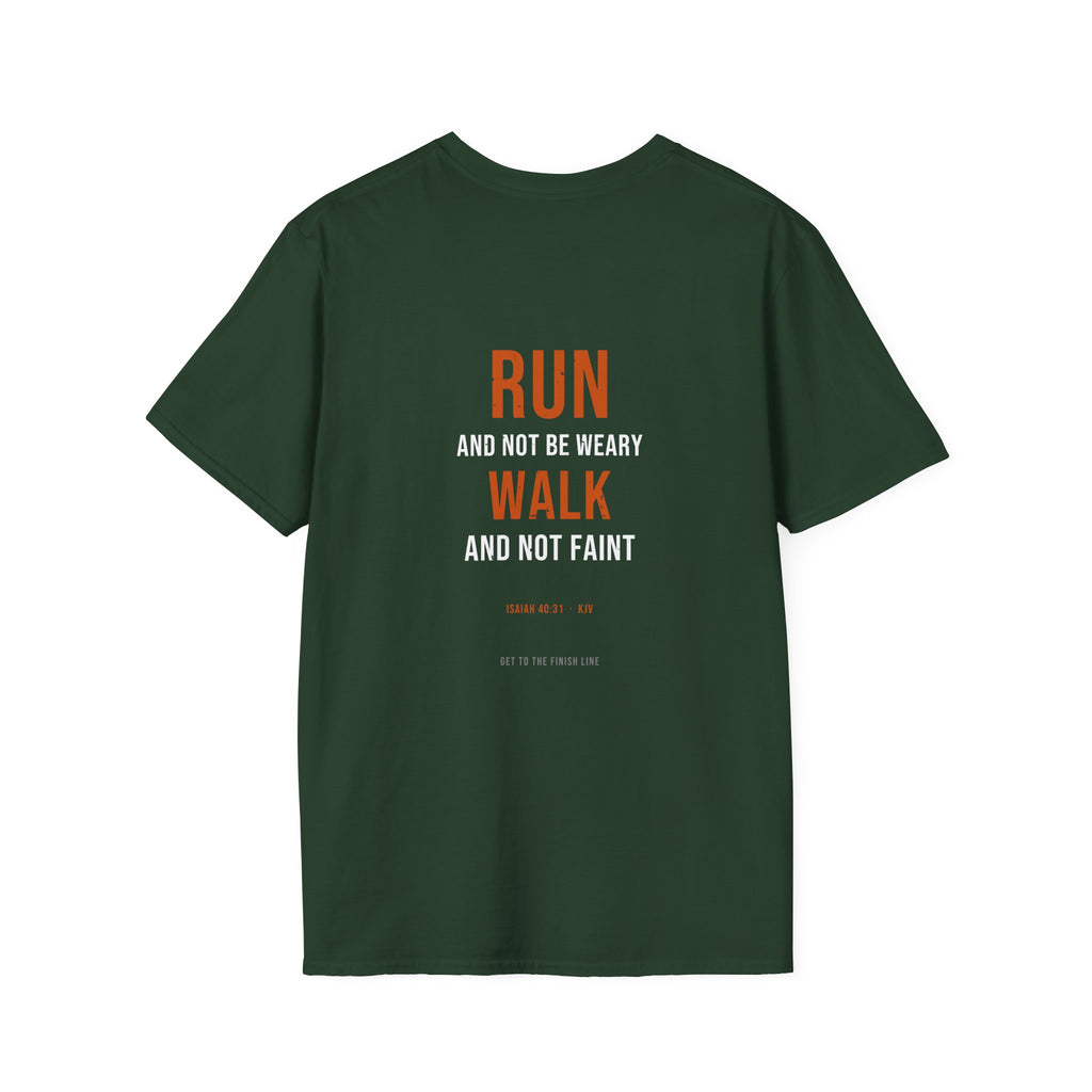 Run And Not Be Weary Tee — Isaiah 40:31 KJV — KJV Bible verse graphic tee by Get To The Finish Line (view 19)