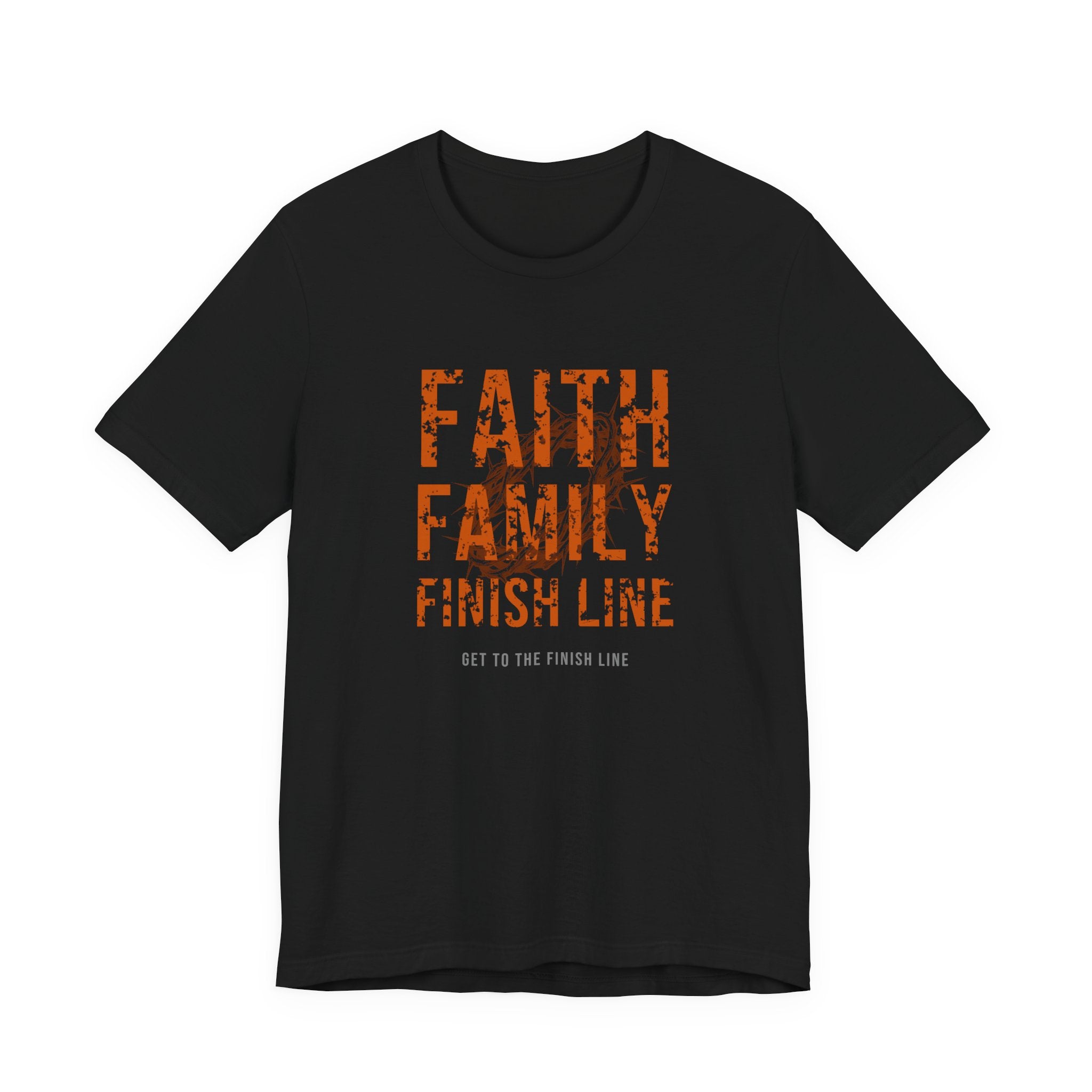 Faith Family Finish Line Tee — Burnt Orange — christian family values graphic tee by Get To The Finish Line