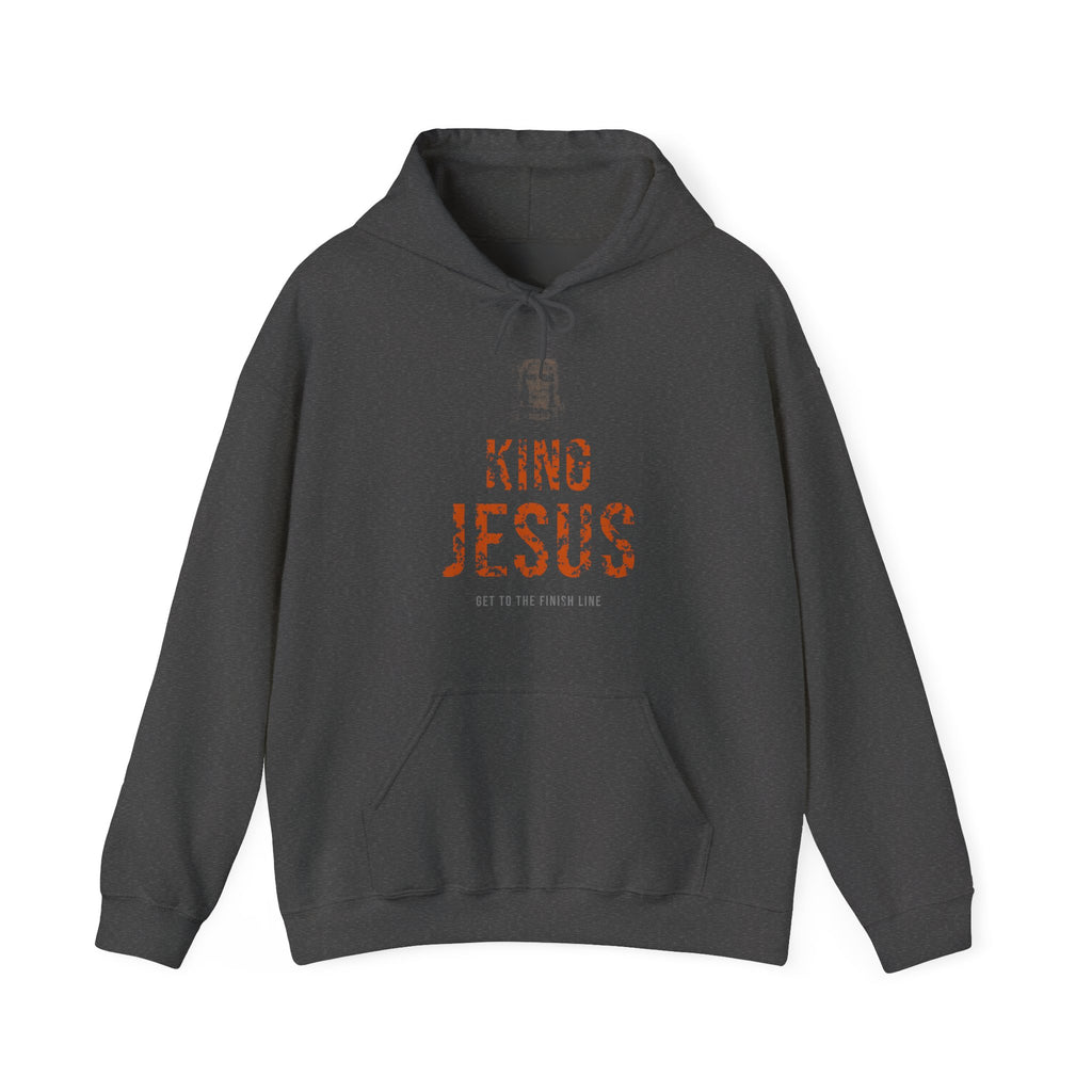 King Jesus Hoodie — Burnt Orange — christian graphic hoodie by Get To The Finish Line (view 3)