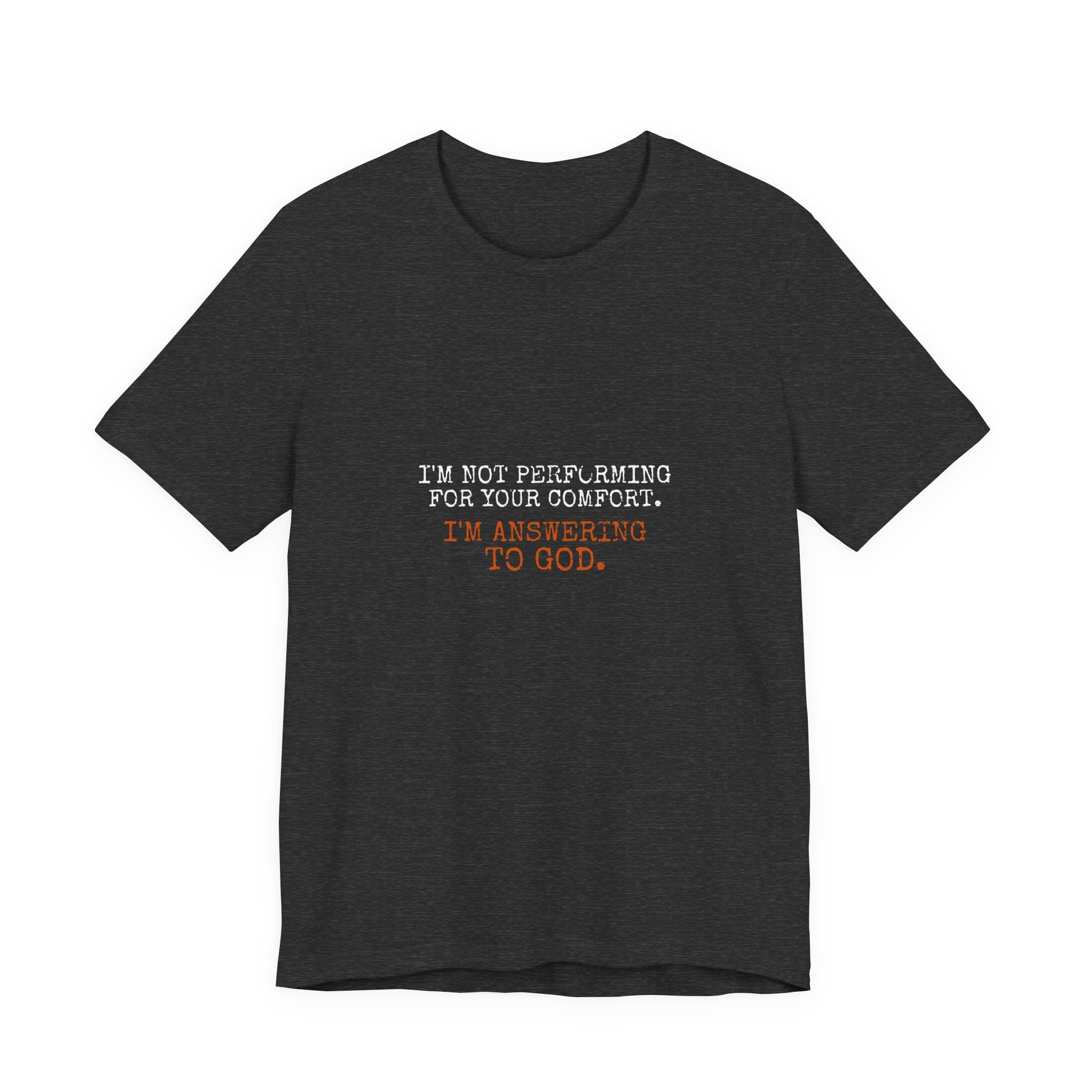 Answering To God Tee — White/Orange — bold christian statement graphic tee by Get To The Finish Line (view 3)