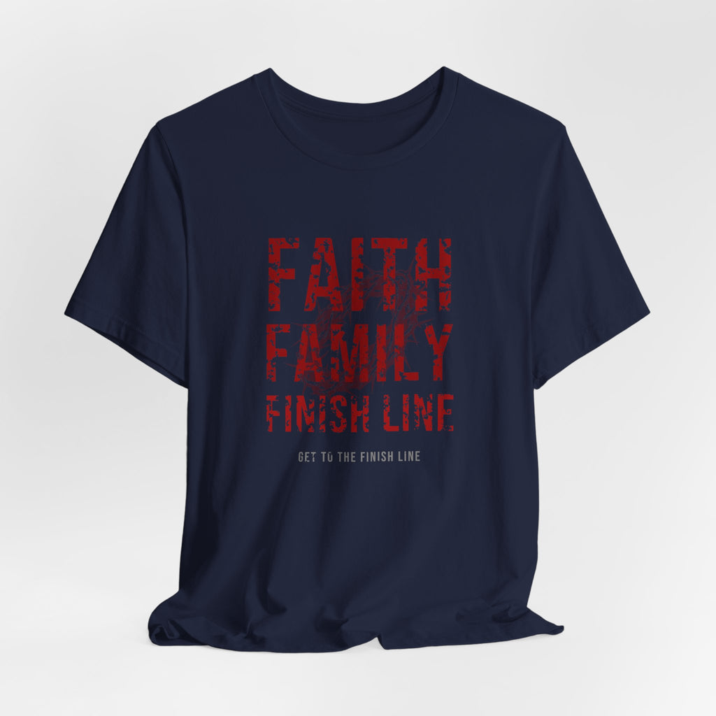 Faith Family Finish Line Tee — Blood Red — christian family values graphic tee by Get To The Finish Line (view 12)