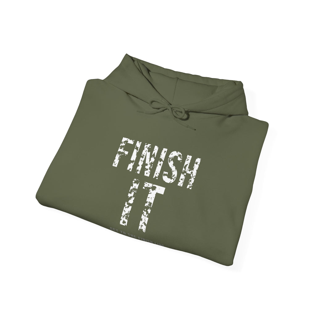 Finish It Hoodie — White — distressed motivational graphic hoodie by Get To The Finish Line (view 10)