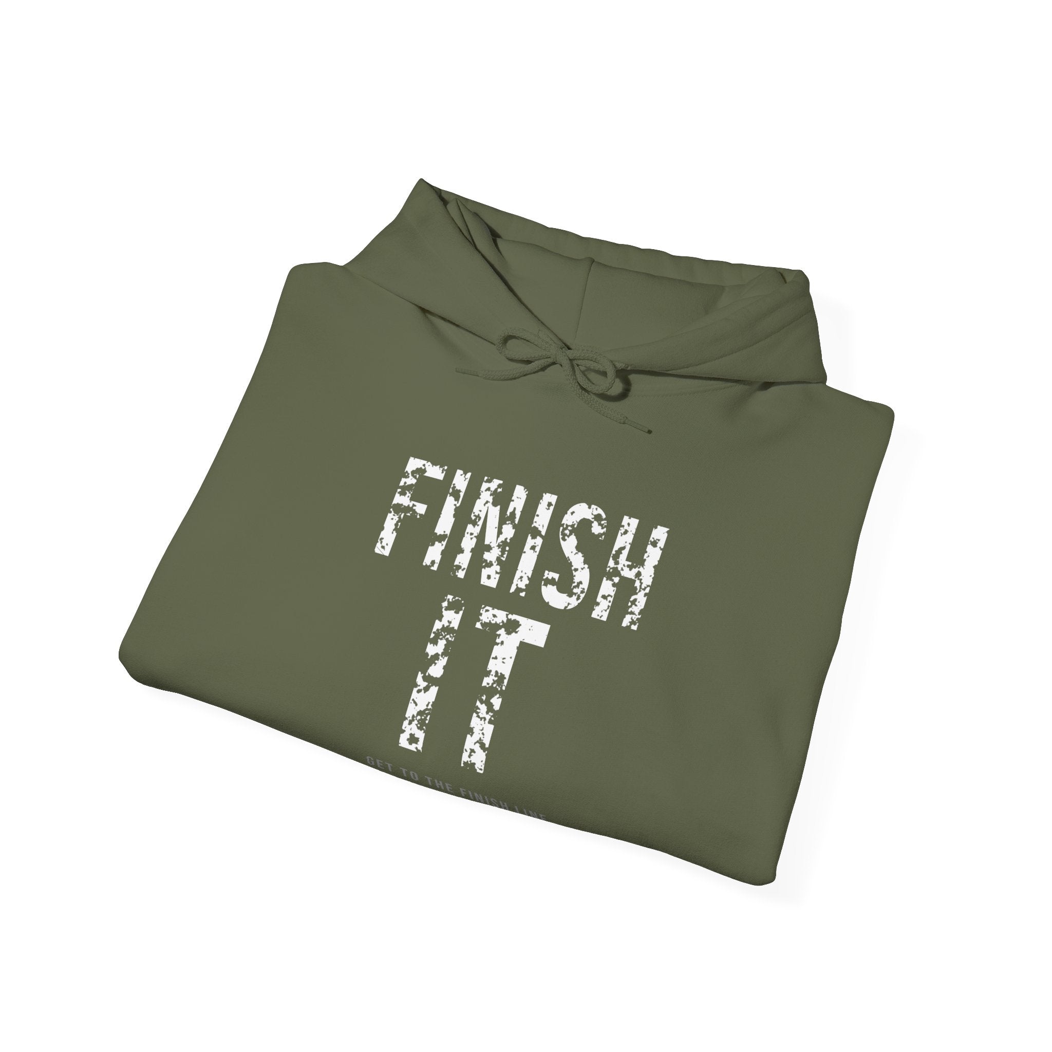 Finish It Hoodie — White — distressed motivational graphic hoodie by Get To The Finish Line (view 10)