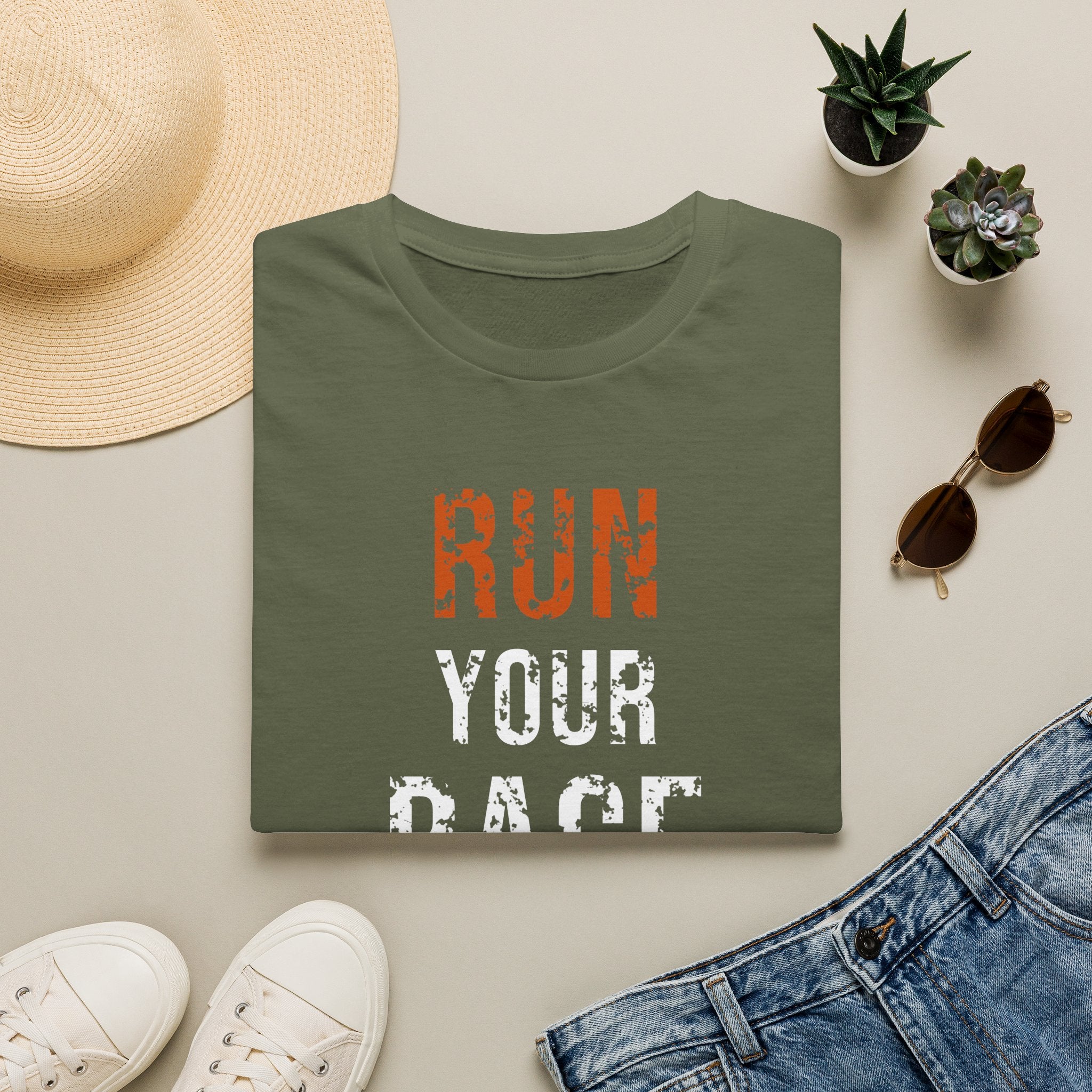 Run Your Race Tee — motivational graphic tee by Get To The Finish Line (view 3)
