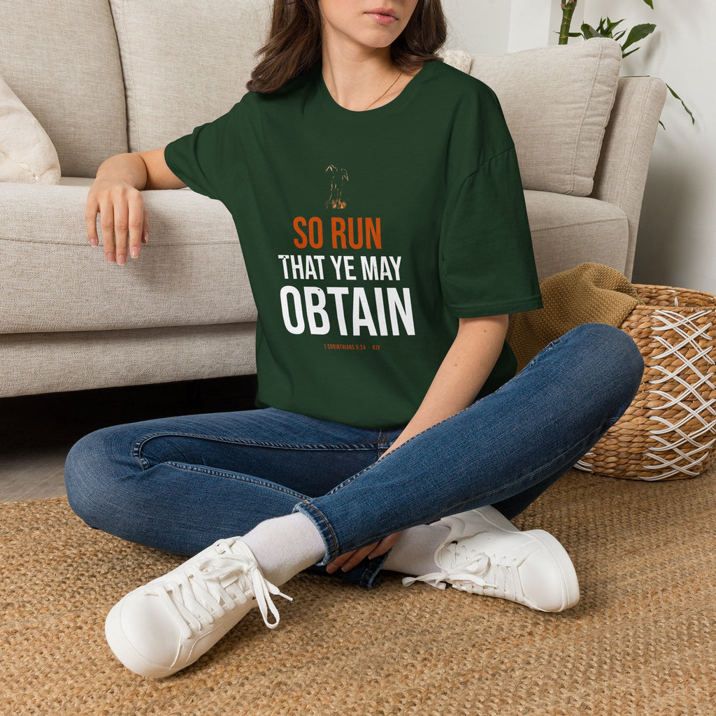 So Run That Ye May Obtain Tee — 1 Corinthians 9:24 KJV