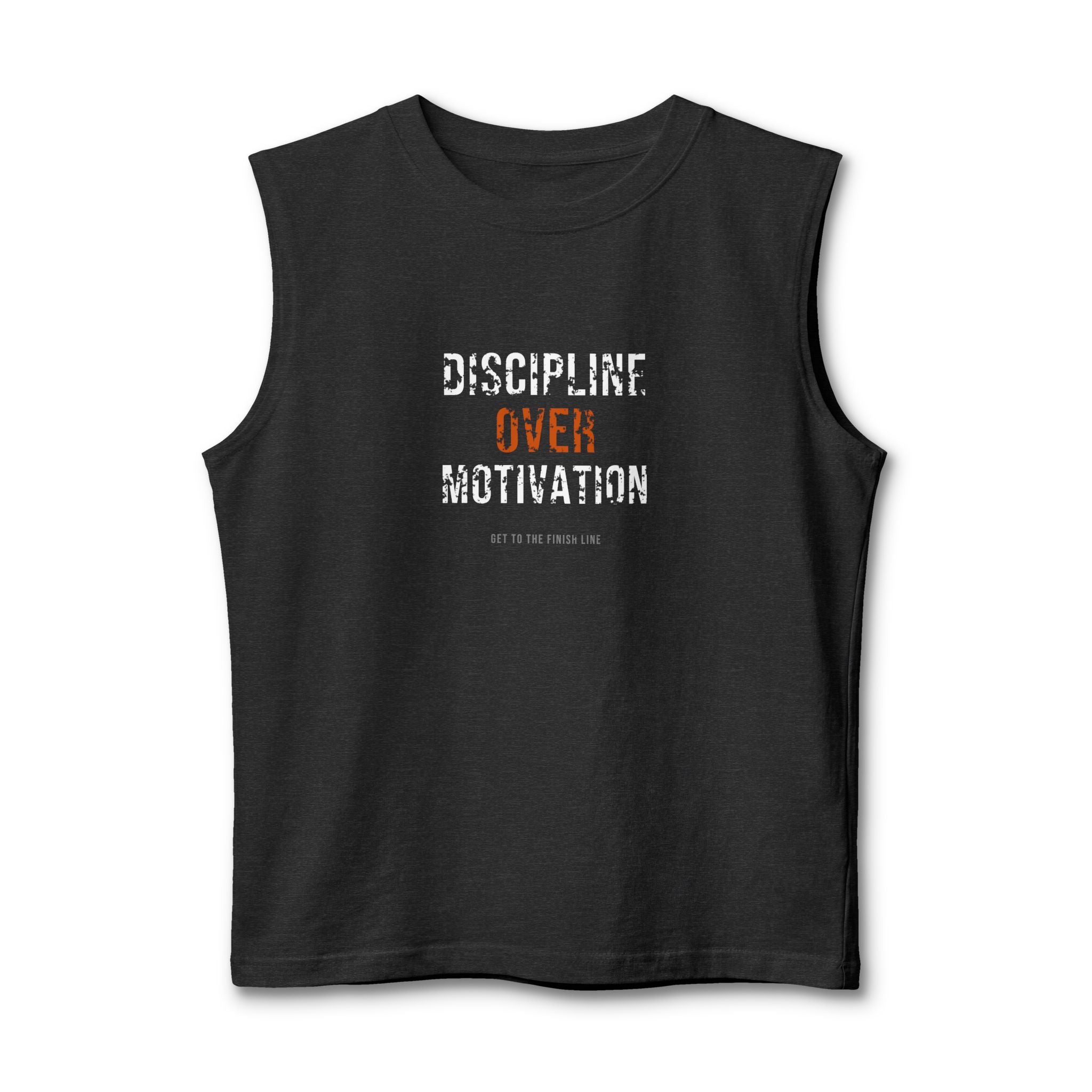 Discipline Over Motivation Muscle Tank — motivational flowy racerback tank by Get To The Finish Line (view 2)