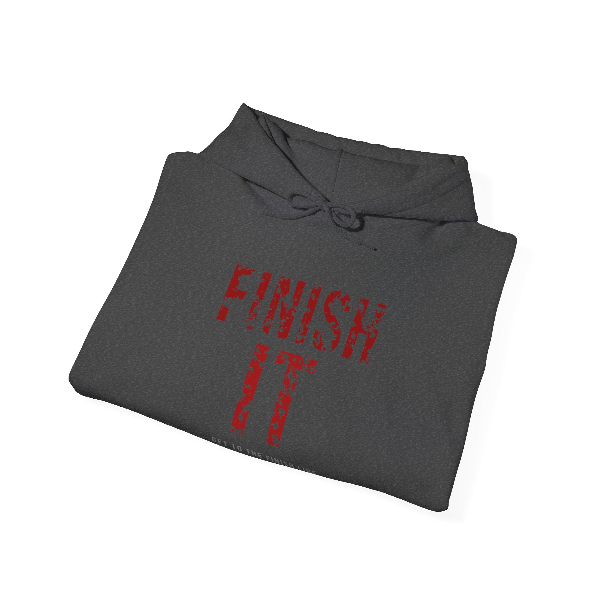 Finish It Hoodie — Blood Red — distressed motivational graphic hoodie by Get To The Finish Line (view 9)