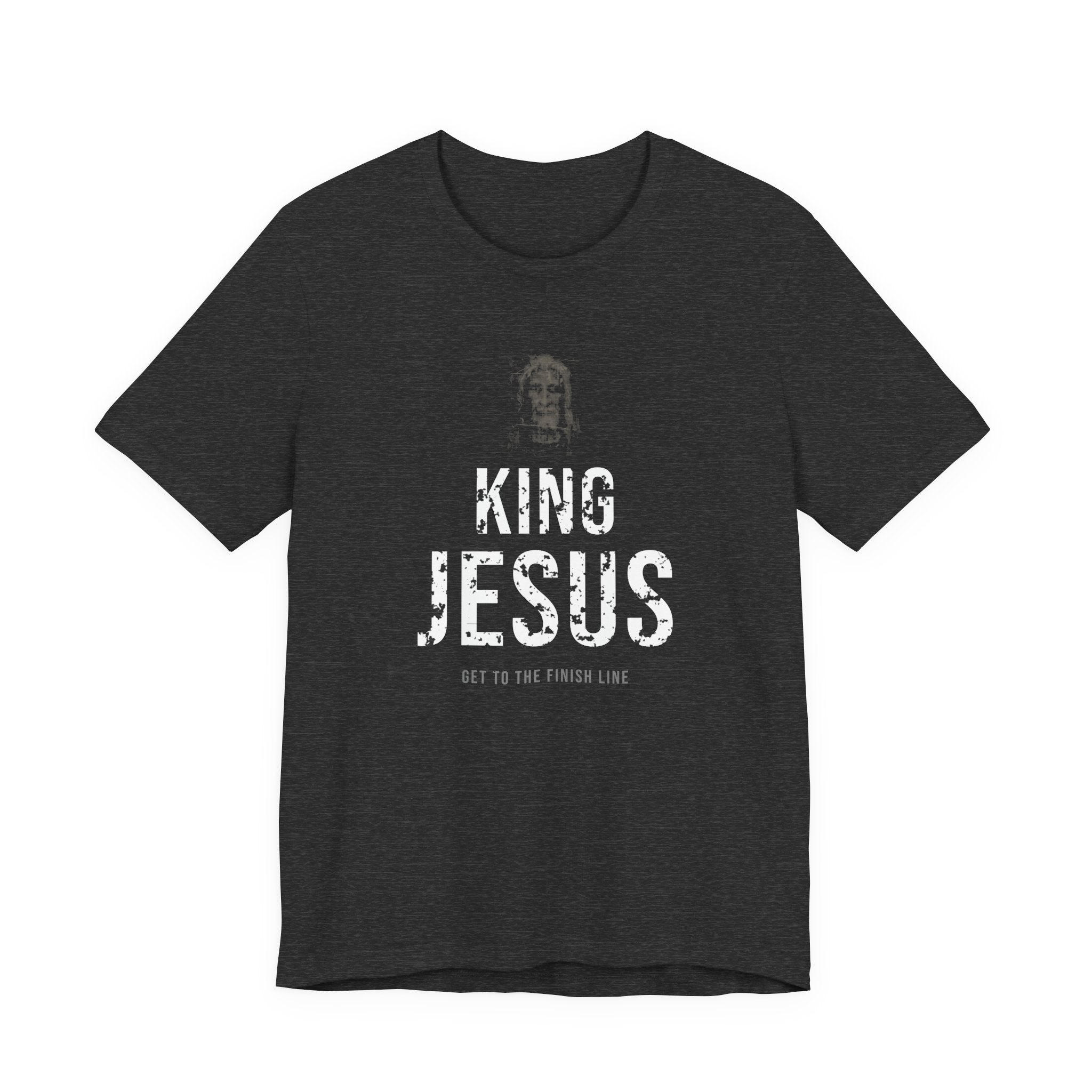 King Jesus Tee — White — christian graphic tee by Get To The Finish Line (view 3)