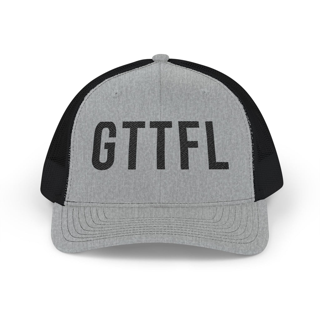GTTFL Trucker Hat — Black Stitch on Heather Grey — motivational trucker hat by Get To The Finish Line (view 2)