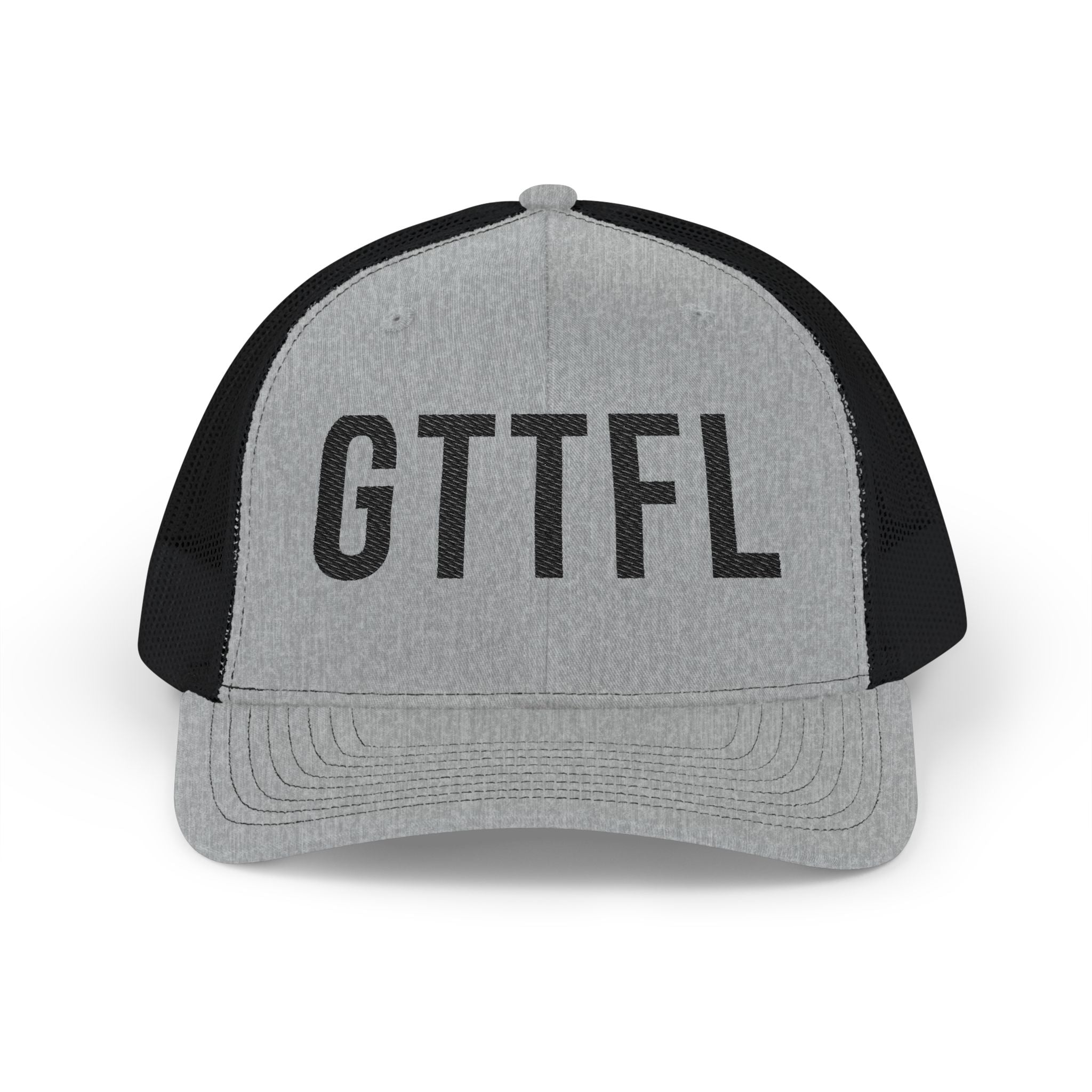 GTTFL Trucker Hat — Black Stitch on Heather Grey — motivational trucker hat by Get To The Finish Line (view 2)