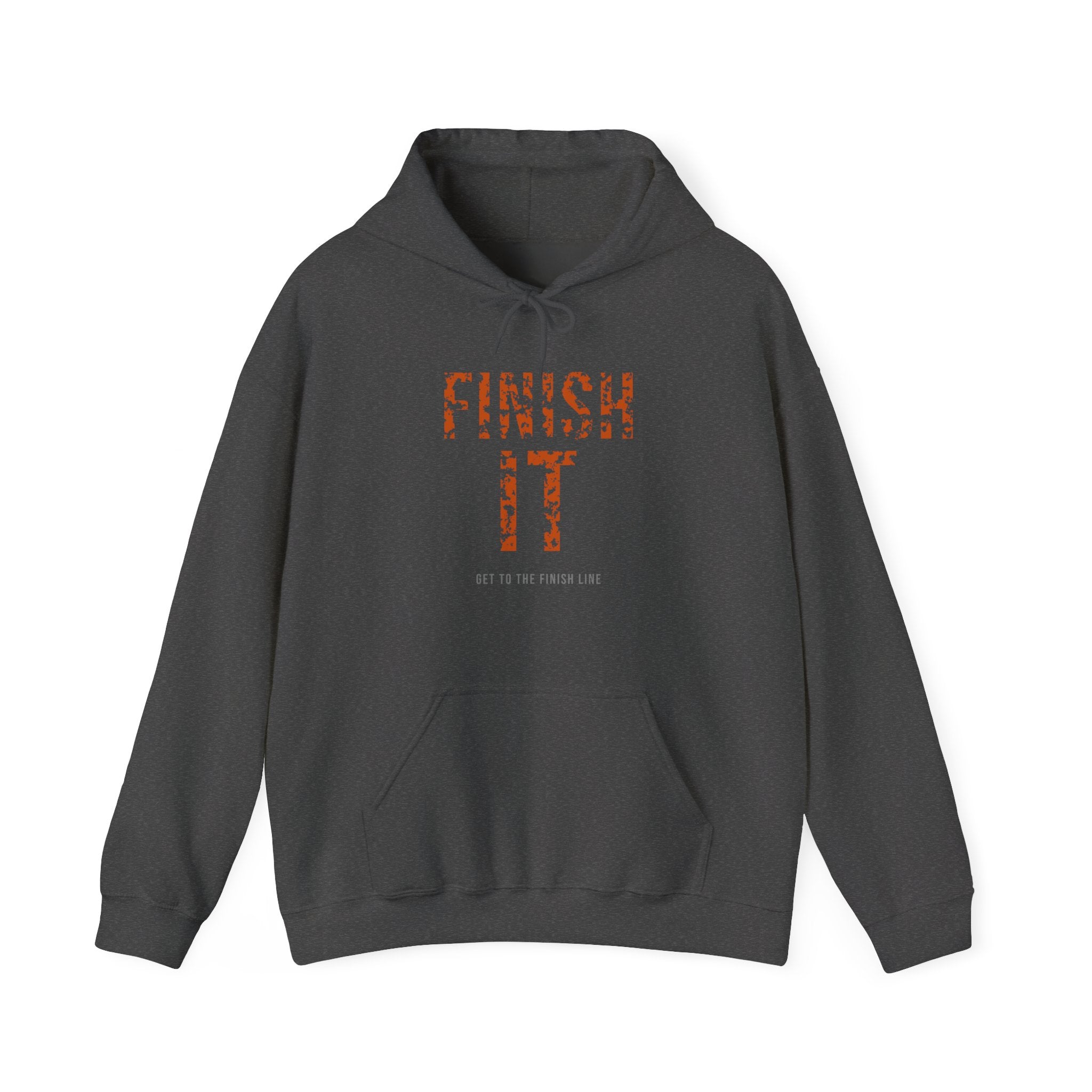 Finish It Hoodie — Burnt Orange — distressed motivational graphic hoodie by Get To The Finish Line (view 3)