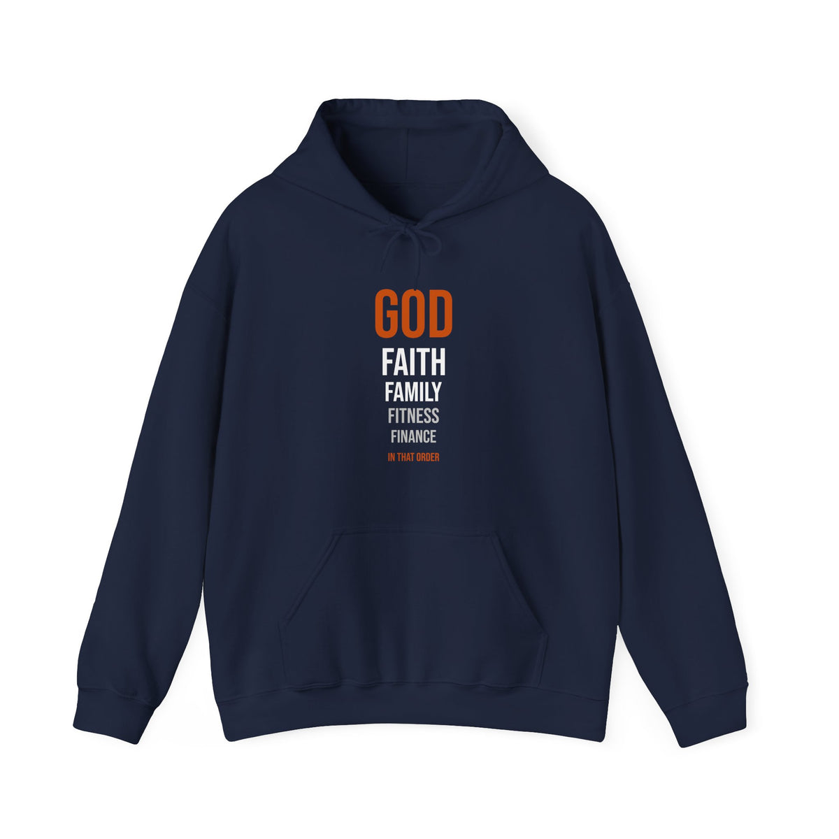 God First In That Order Hoodie — Four Pillars — motivational graphic hoodie by Get To The Finish Line (view 3)