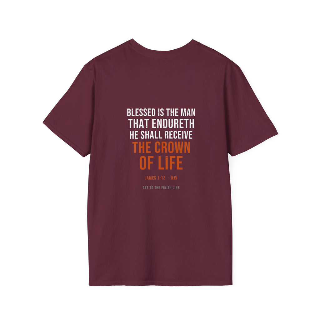 The Crown Of Life Tee — James 1:12 KJV — KJV Bible verse graphic tee by Get To The Finish Line (view 13)