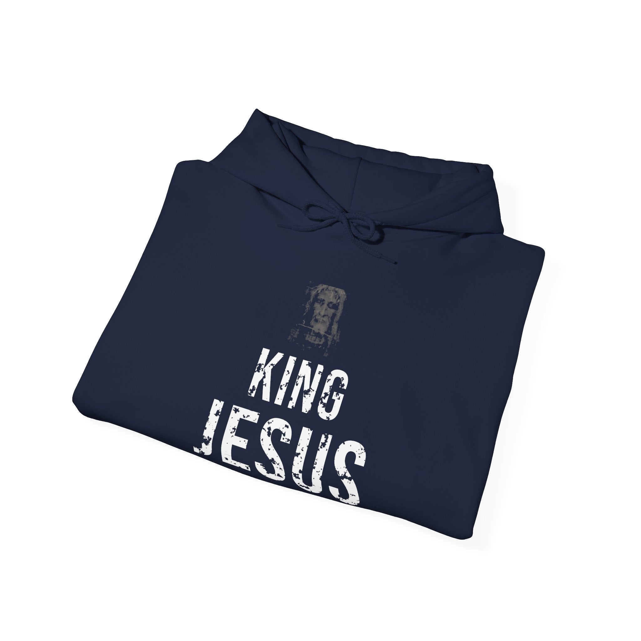 King Jesus Hoodie — White — christian graphic hoodie by Get To The Finish Line (view 16)