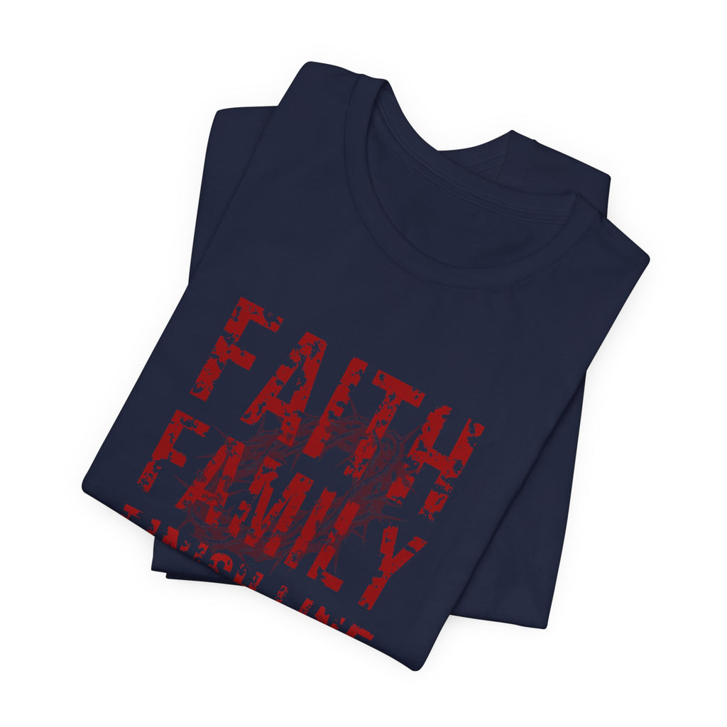 Faith Family Finish Line Tee — Blood Red — christian family values graphic tee by Get To The Finish Line (view 11)