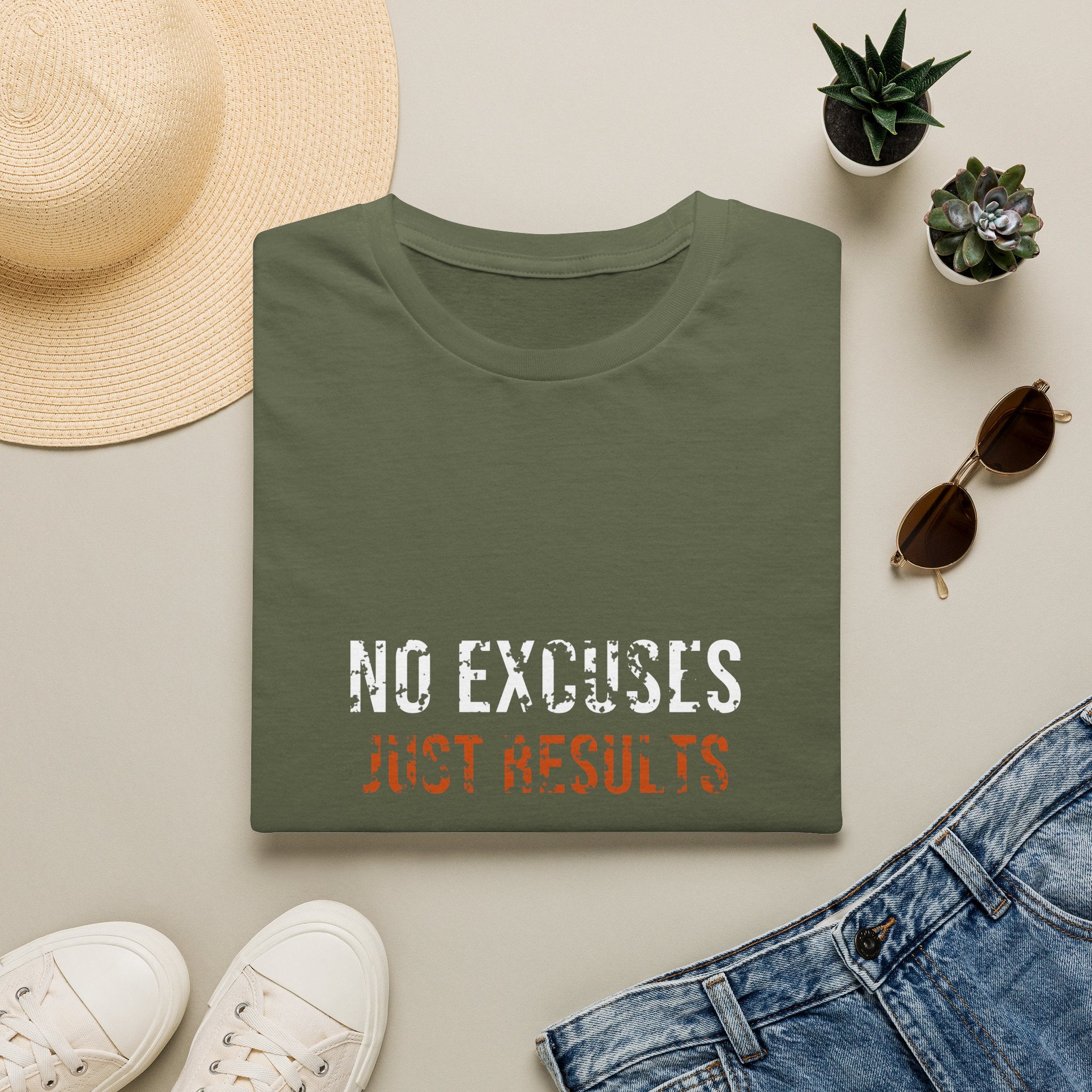 No Excuses Just Results Tee — motivational graphic tee by Get To The Finish Line (view 3)