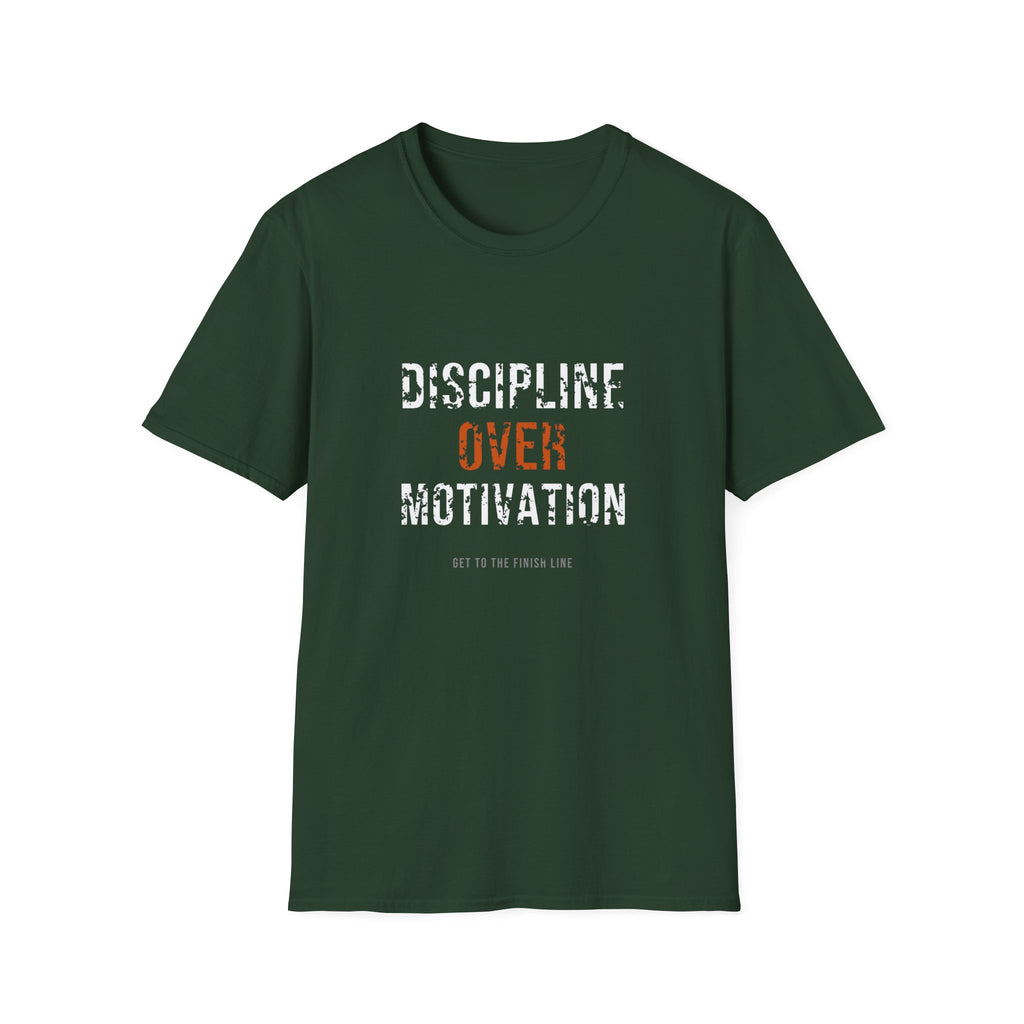 Discipline Over Motivation Tee — motivational graphic tee by Get To The Finish Line (view 18)