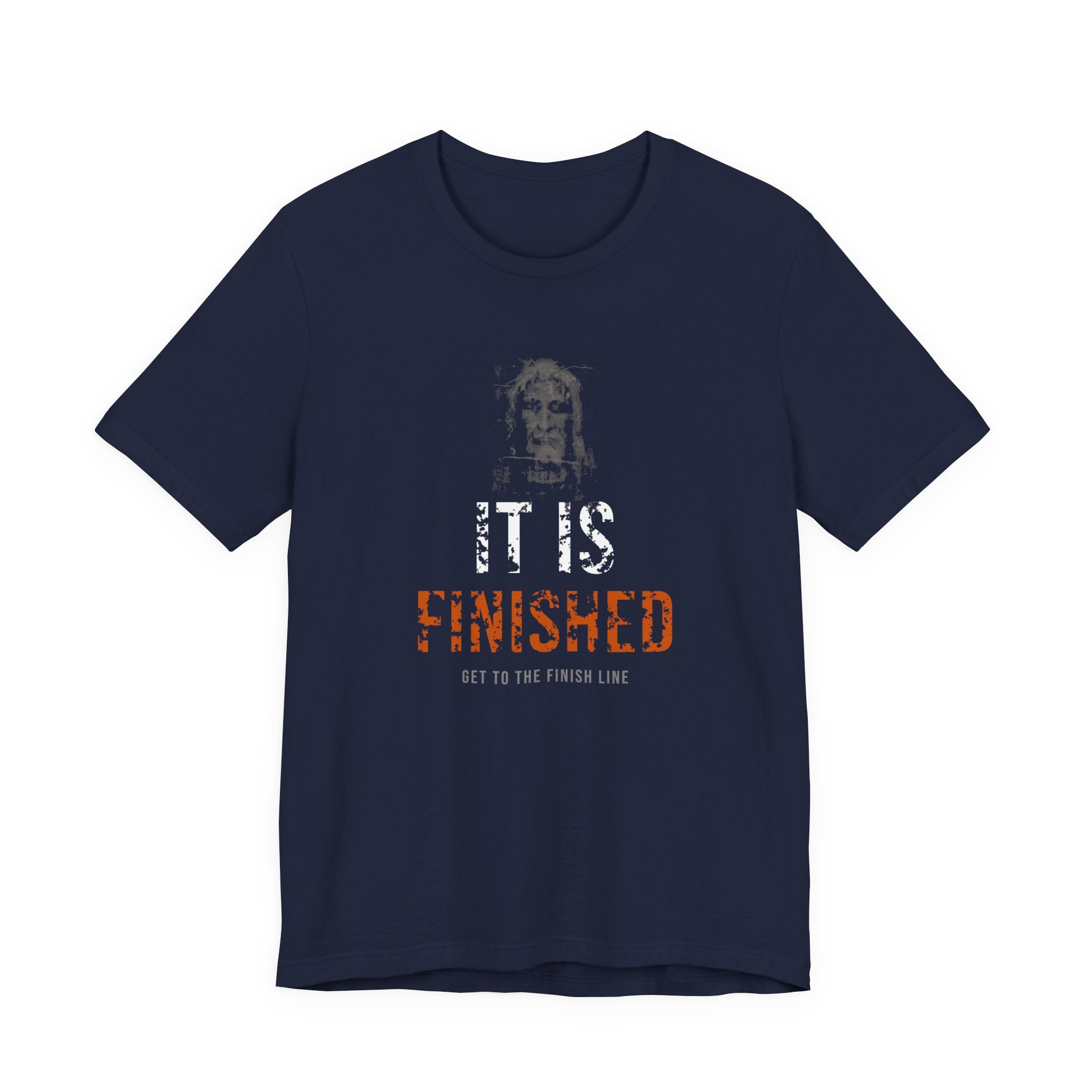 It Is Finished Tee — White/Orange — christian graphic tee by Get To The Finish Line (view 4)