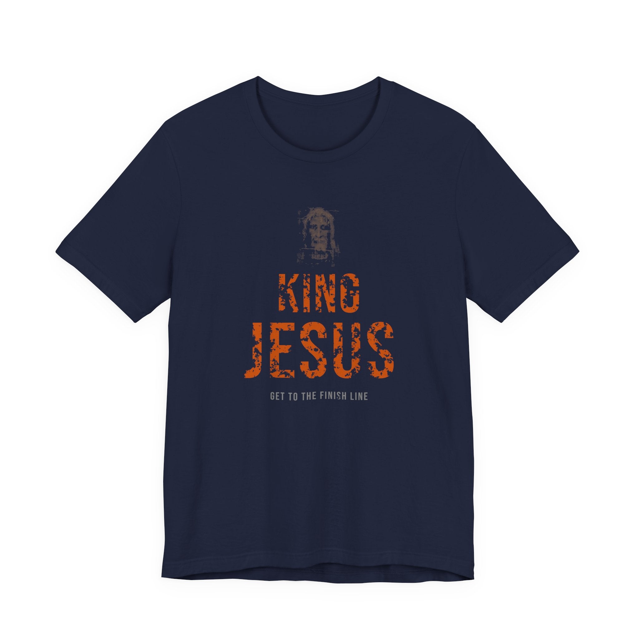King Jesus Tee — Burnt Orange — christian graphic tee by Get To The Finish Line (view 4)