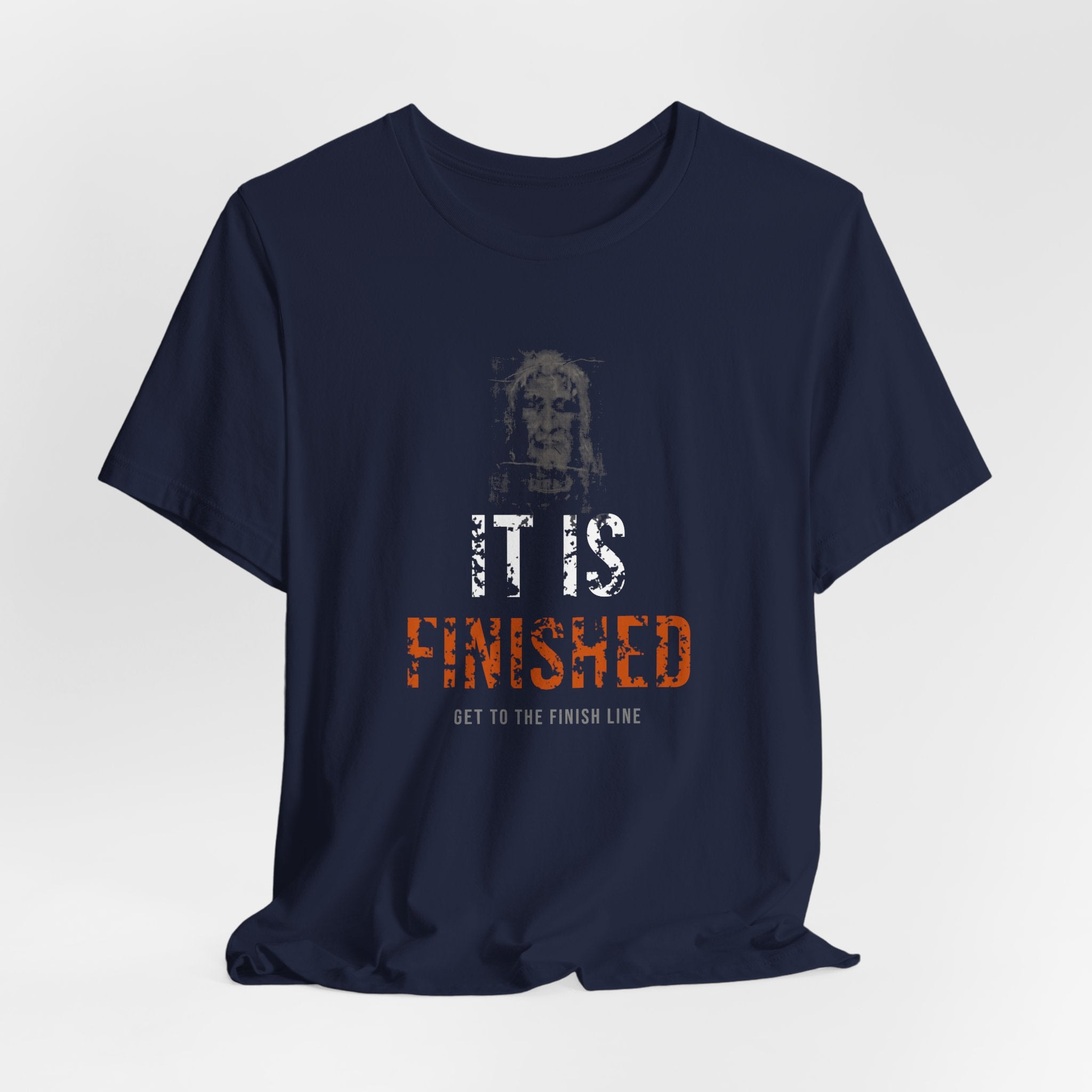 It Is Finished Tee — White/Orange — christian graphic tee by Get To The Finish Line (view 16)