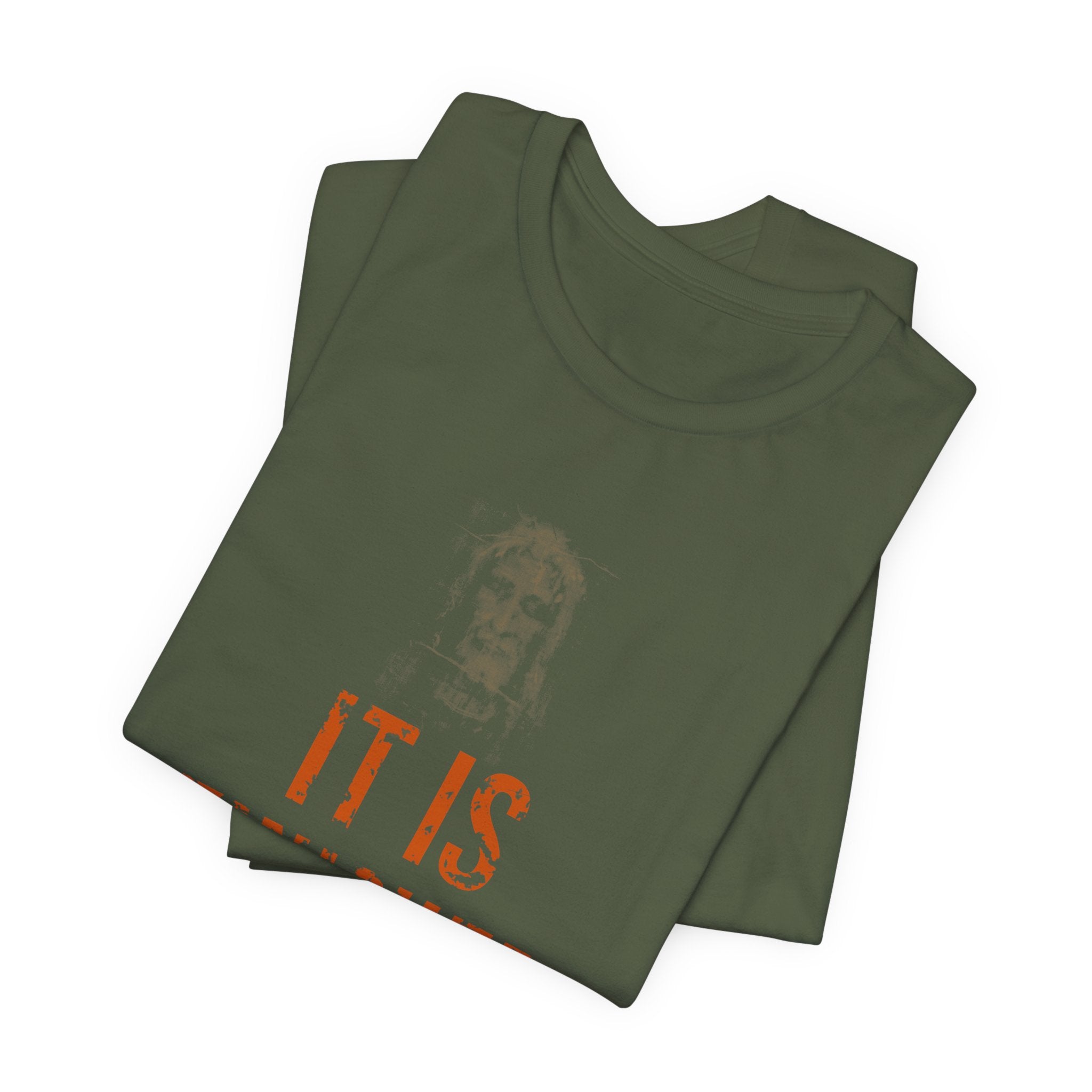 It Is Finished Tee — Burnt Orange — christian graphic tee by Get To The Finish Line (view 9)