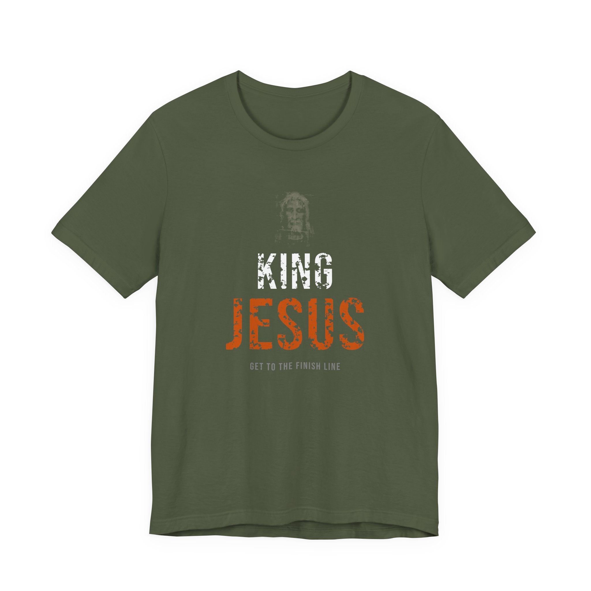 King Jesus Tee — White/Orange — christian graphic tee by Get To The Finish Line (view 2)