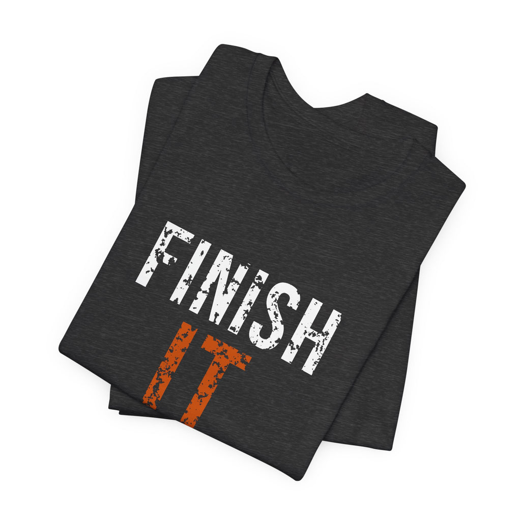Finish It Tee — White/Orange — distressed motivational graphic tee by Get To The Finish Line (view 12)