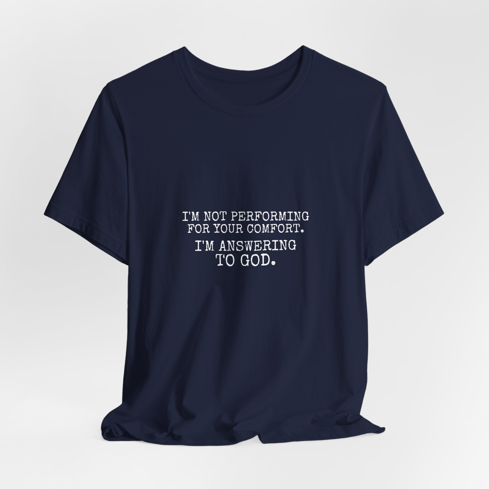 Answering To God Tee — White — bold christian statement graphic tee by Get To The Finish Line (view 16)