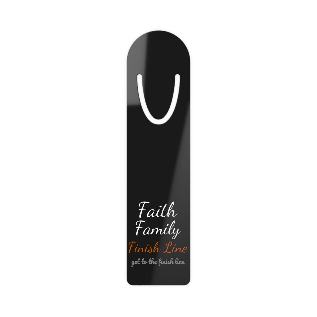 Faith Family Finish Line Script Bookmark — christian family values metal bookmark by Get To The Finish Line