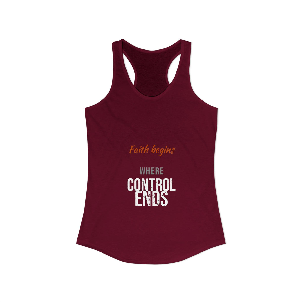 Faith Begins Script Racerback Tank — Dark