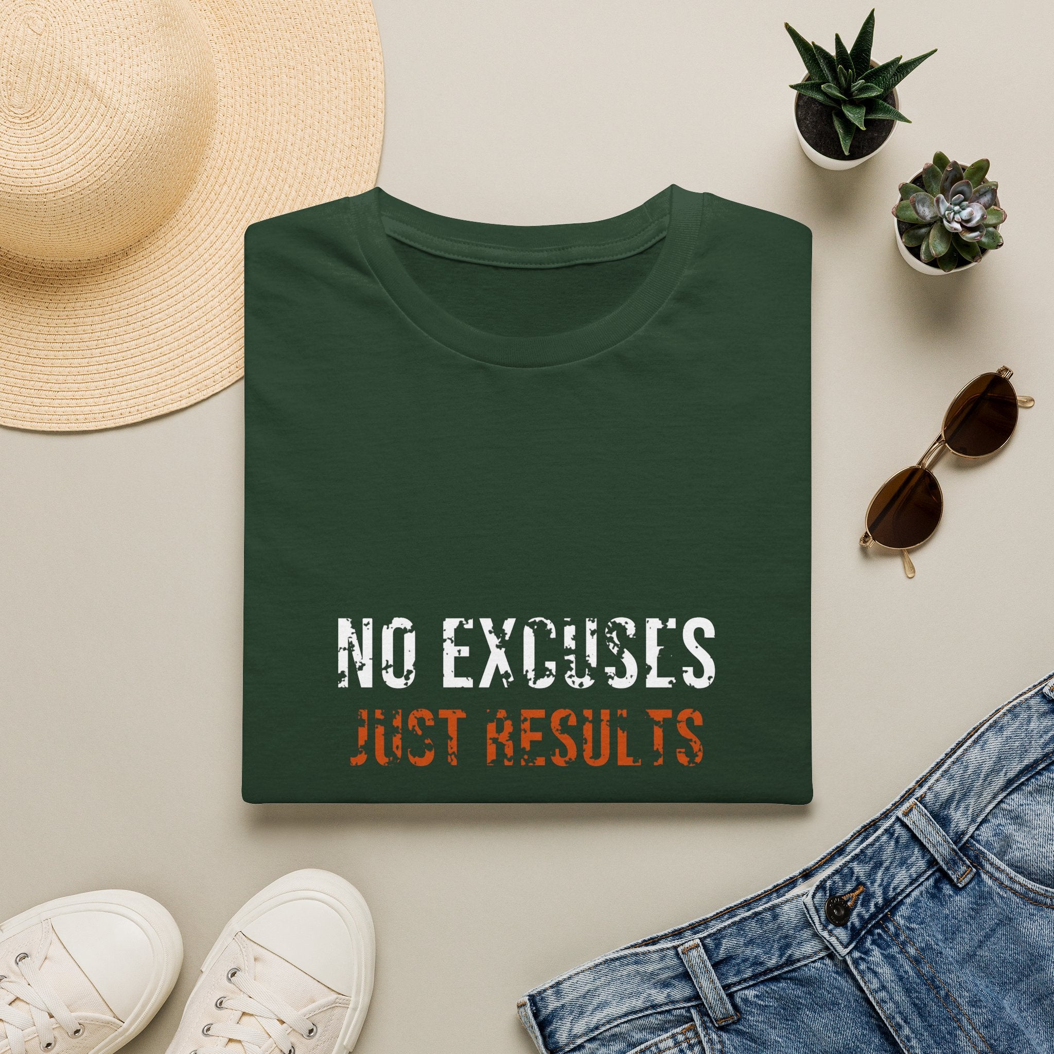 No Excuses Just Results Tee — motivational graphic tee by Get To The Finish Line (view 4)