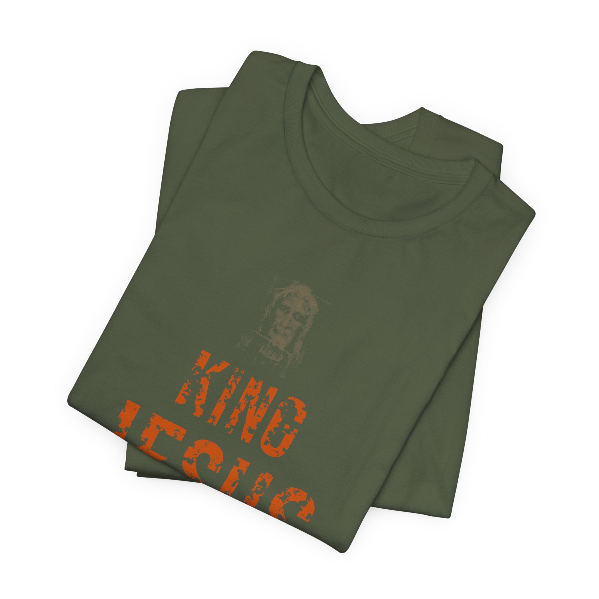 King Jesus Tee — Burnt Orange — christian graphic tee by Get To The Finish Line (view 9)