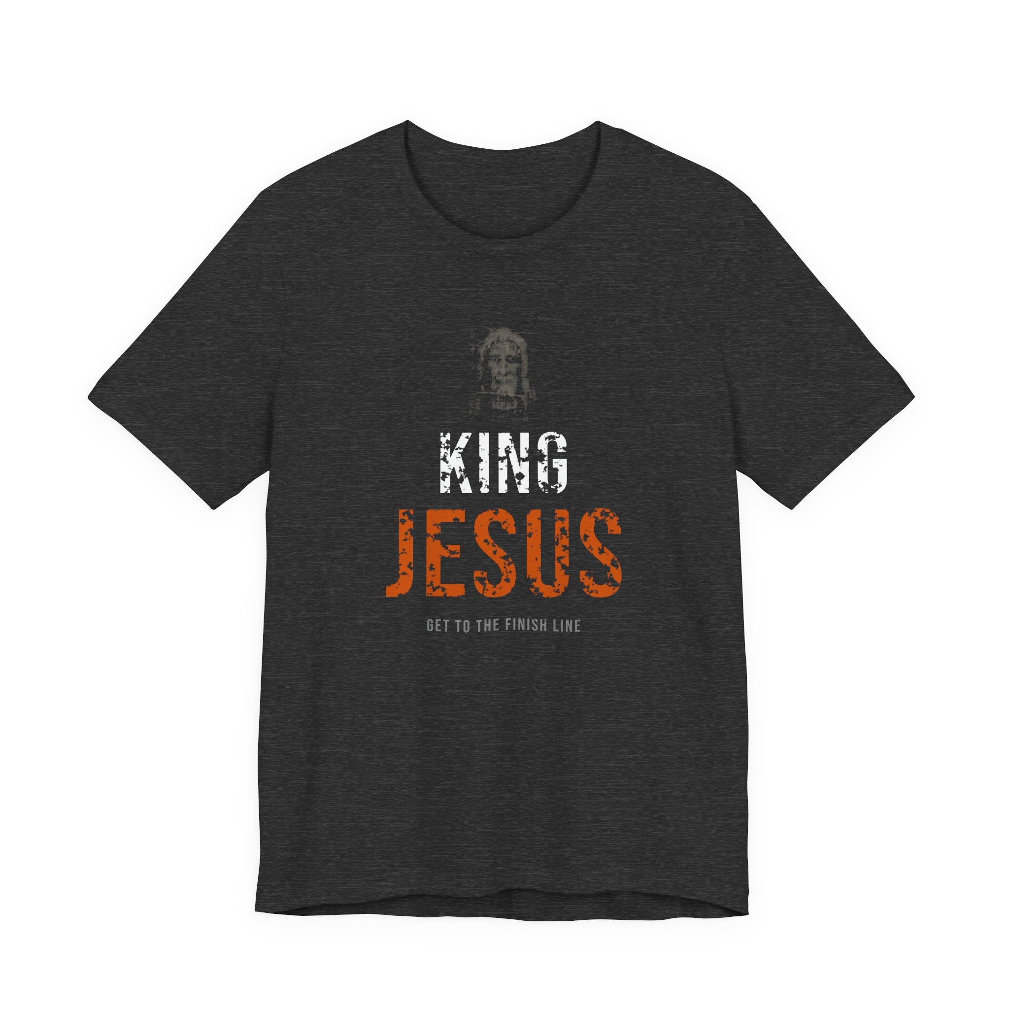King Jesus Tee — White/Orange — christian graphic tee by Get To The Finish Line (view 3)