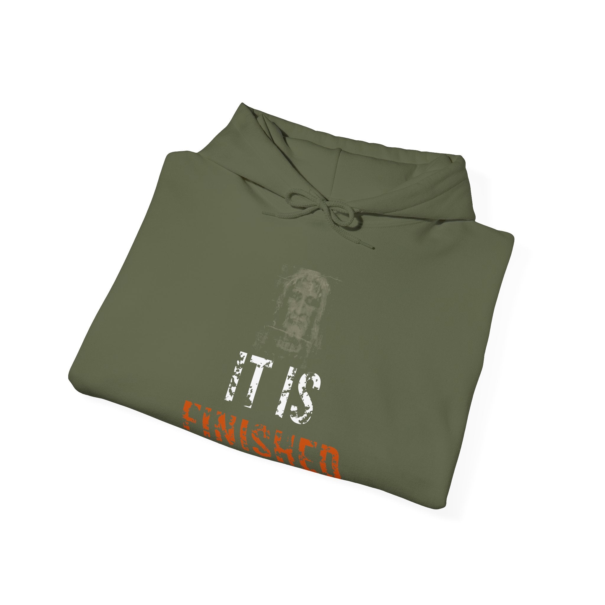 It Is Finished Hoodie — White/Orange — christian graphic hoodie by Get To The Finish Line (view 10)